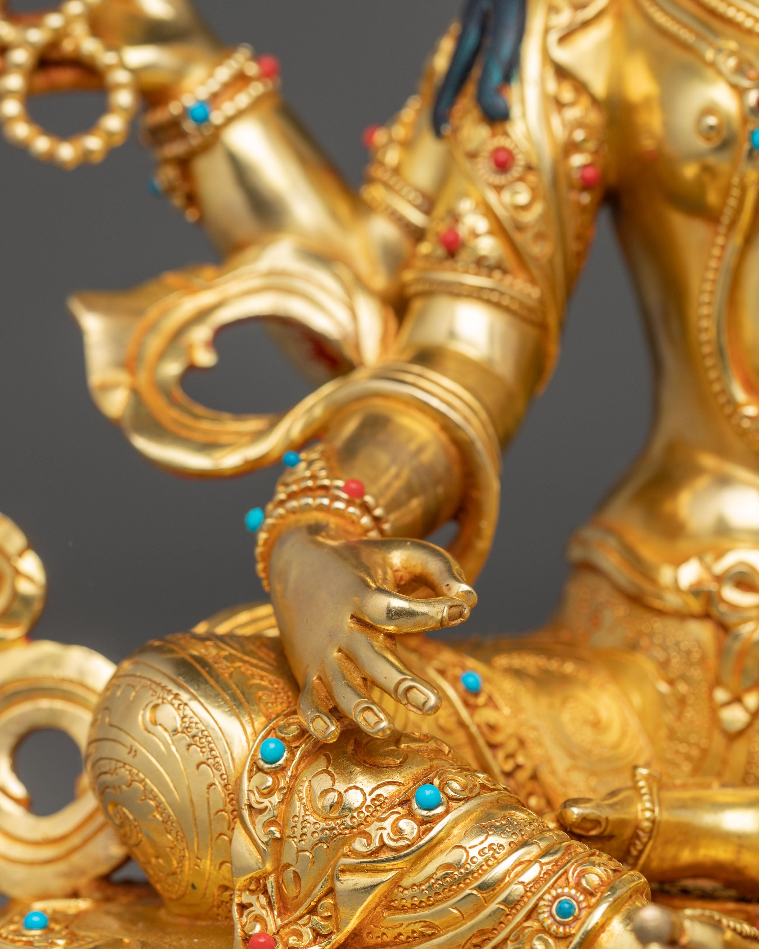 13.2 Inch Golden Saraswati Statue | Goddess of Knowledge