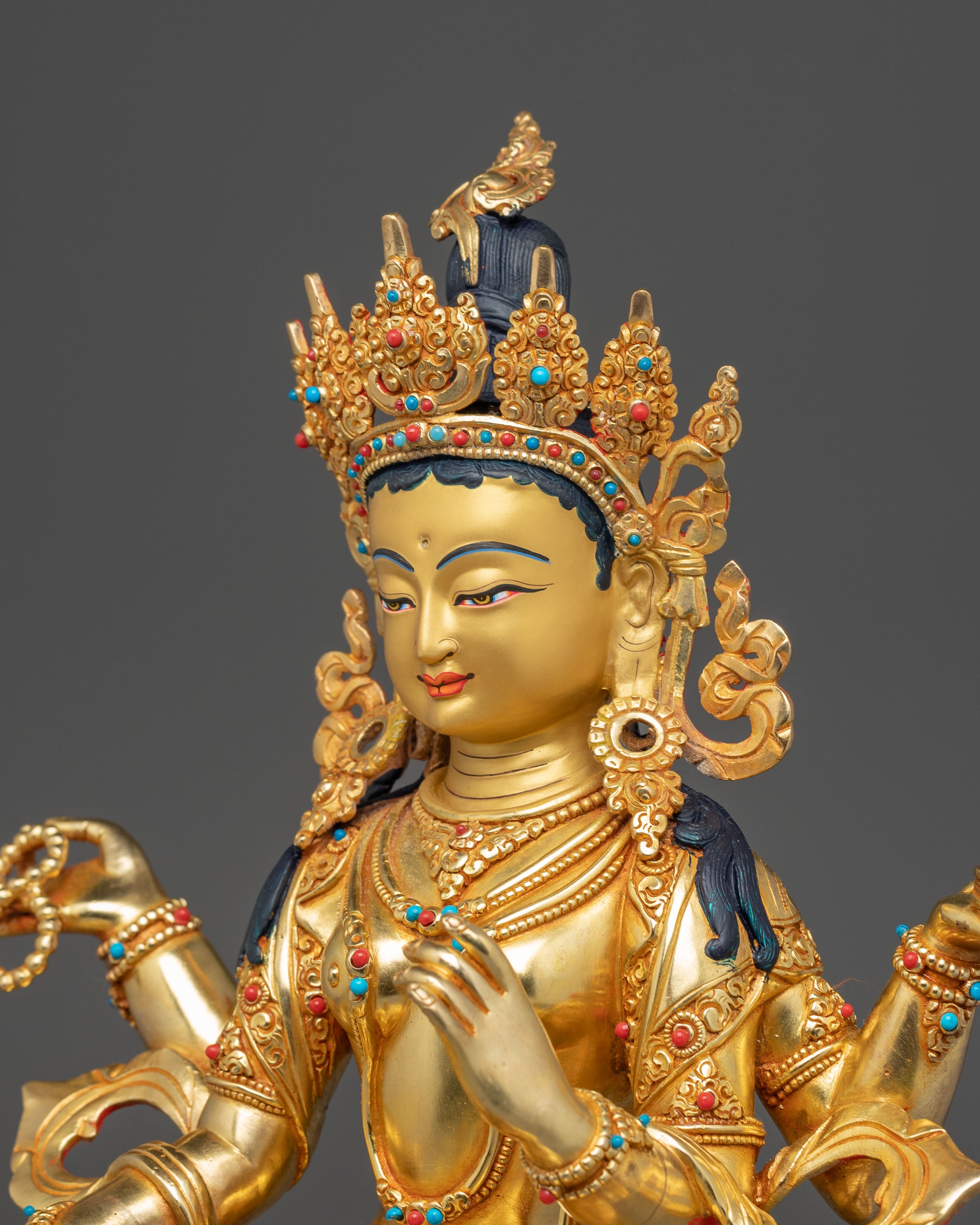 13.2 Inch Golden Saraswati Statue | Goddess of Knowledge