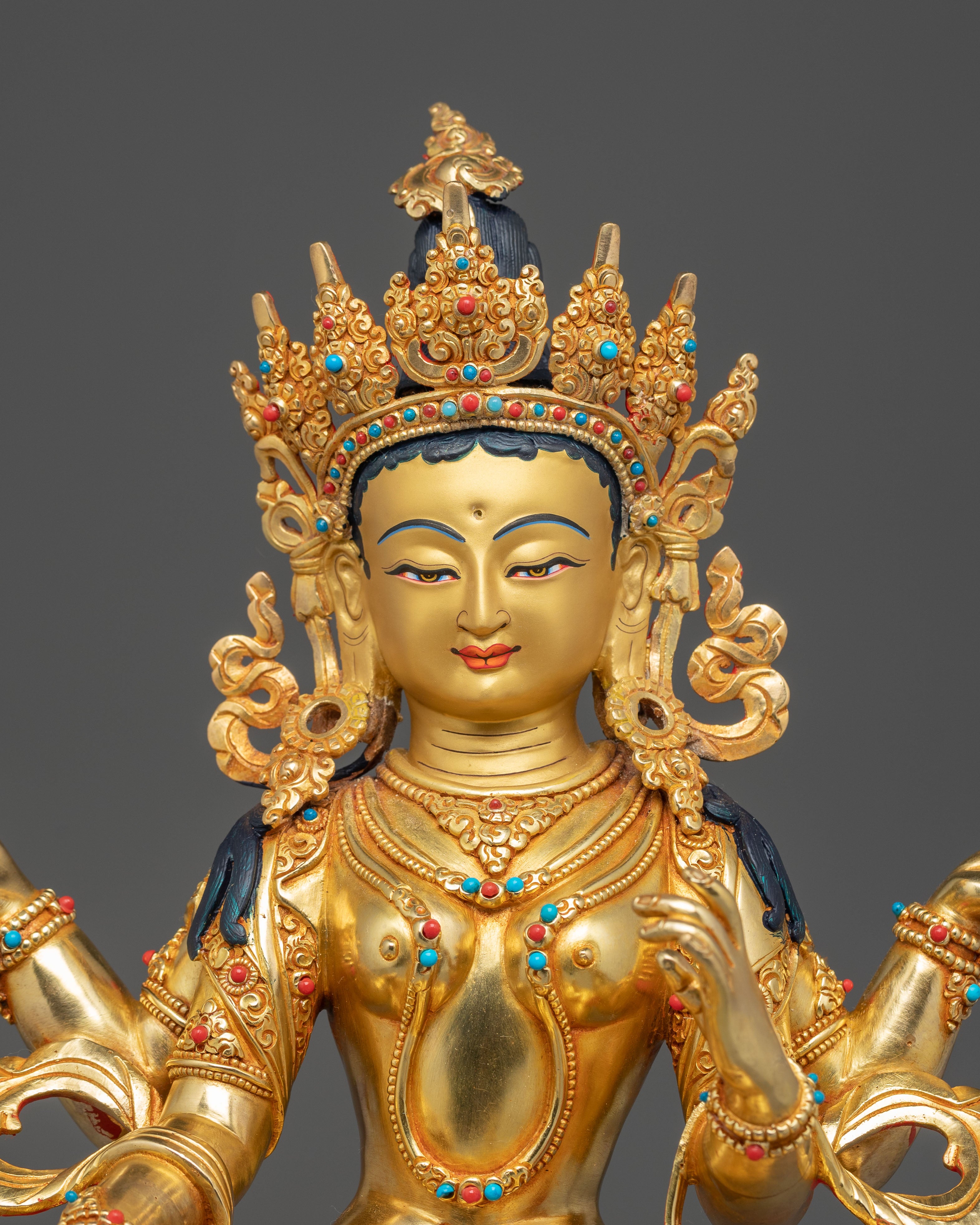 13.2 Inch Golden Saraswati Statue | Goddess of Knowledge