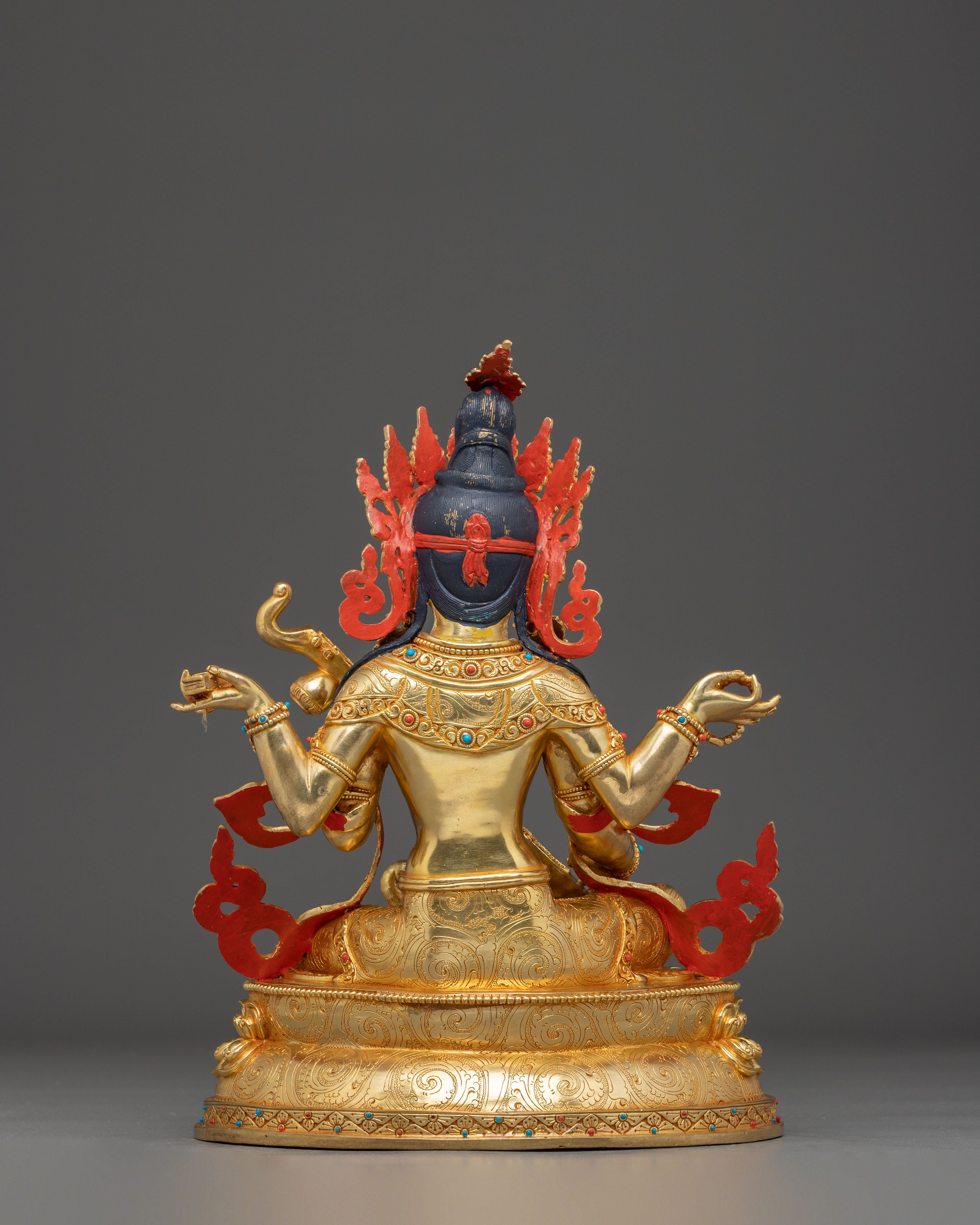 13.2 Inch Golden Saraswati Statue | Goddess of Knowledge