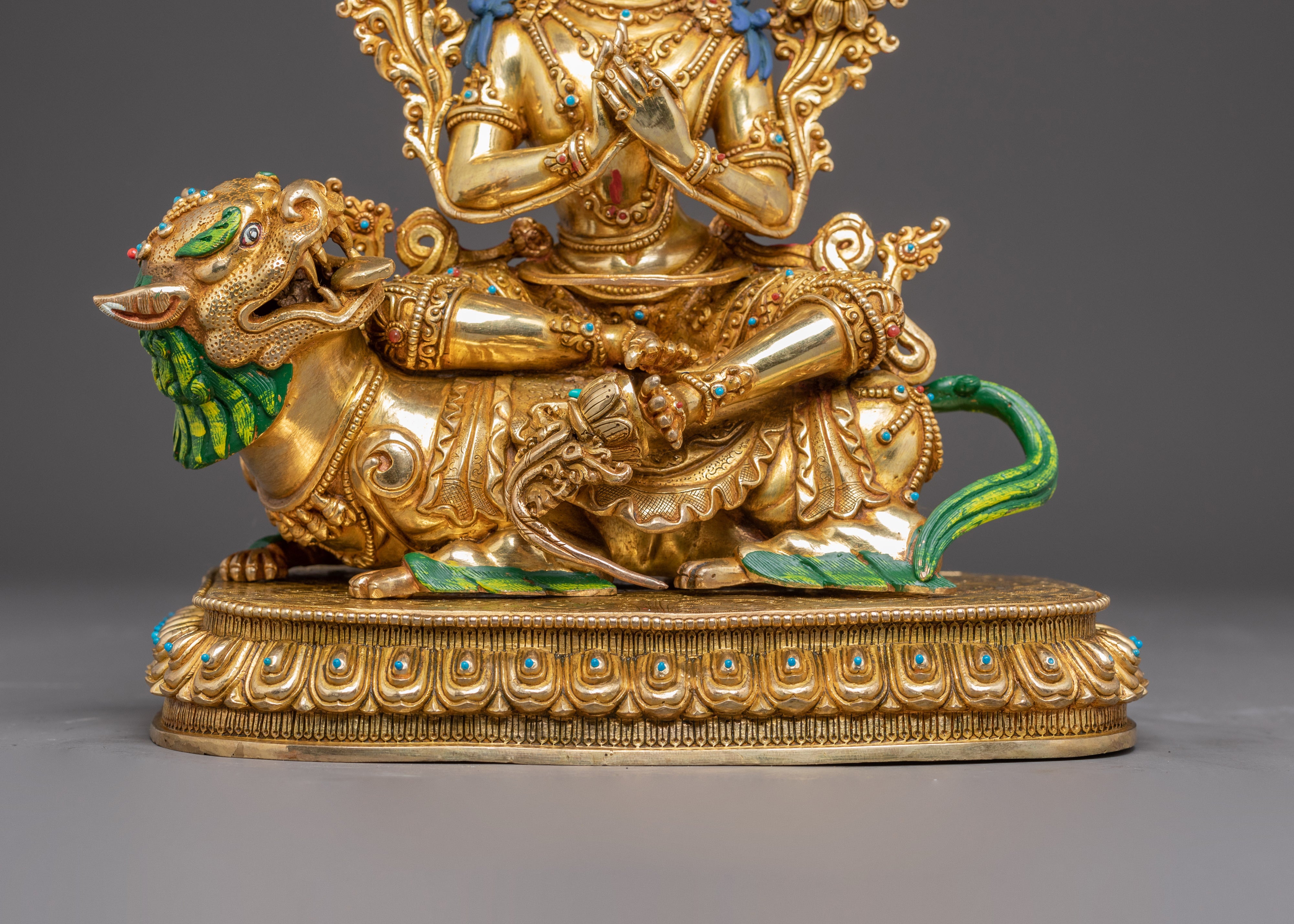 Golden Statue of Simhanada Manjushri | Manifestation of Manjushri
