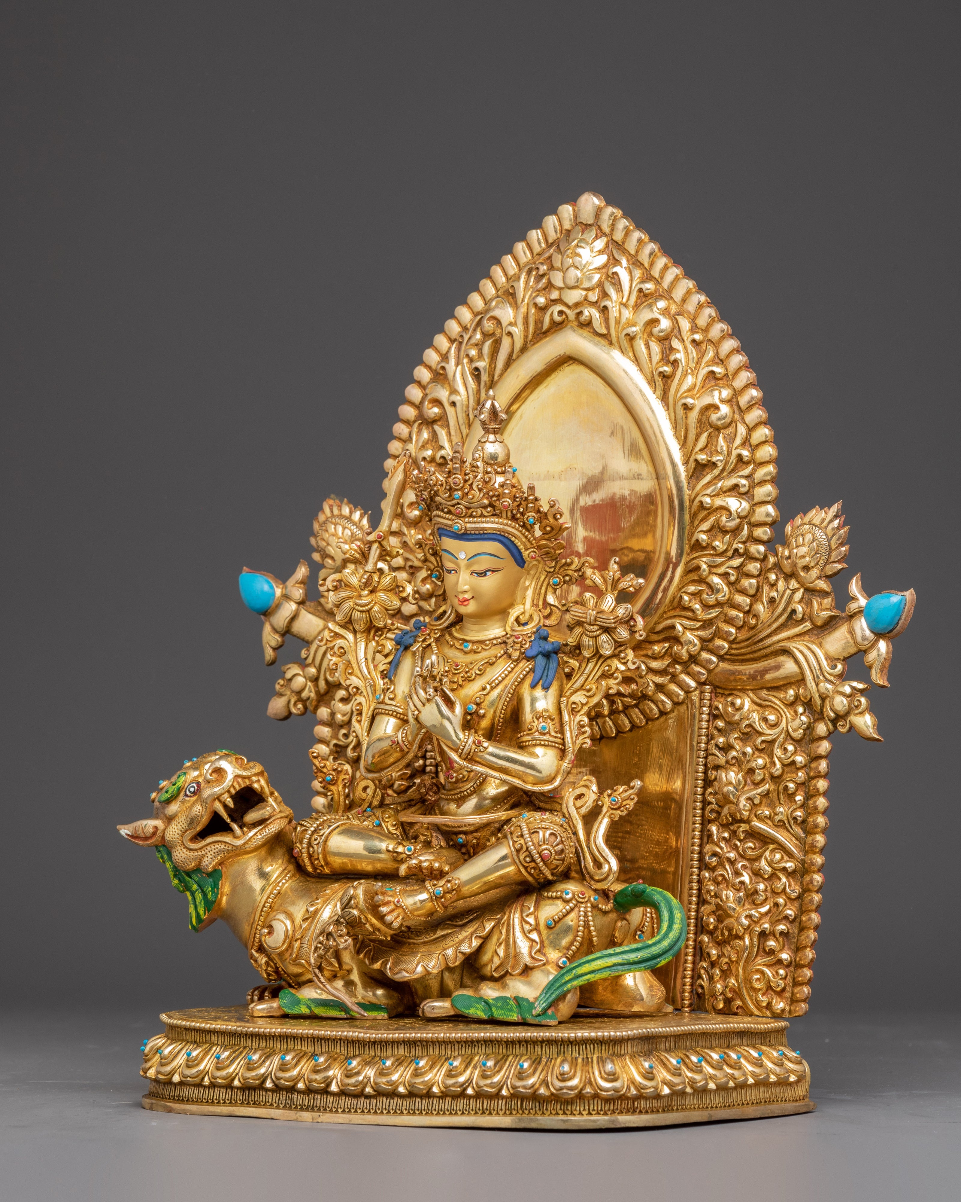 Golden Statue of Simhanada Manjushri | Manifestation of Manjushri