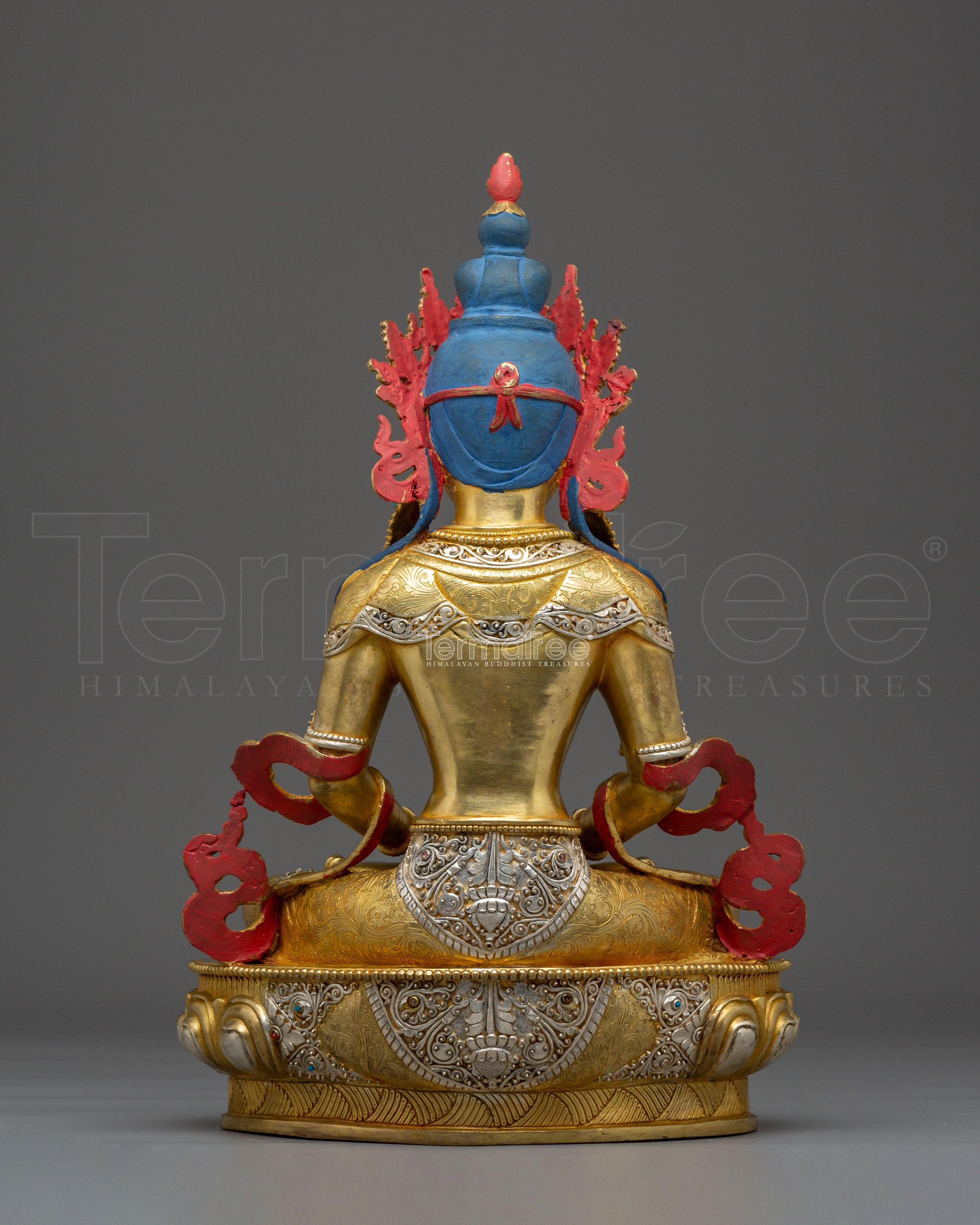 Sacred Golden Amitayus Statue: Handcrafted Tibetan Statue