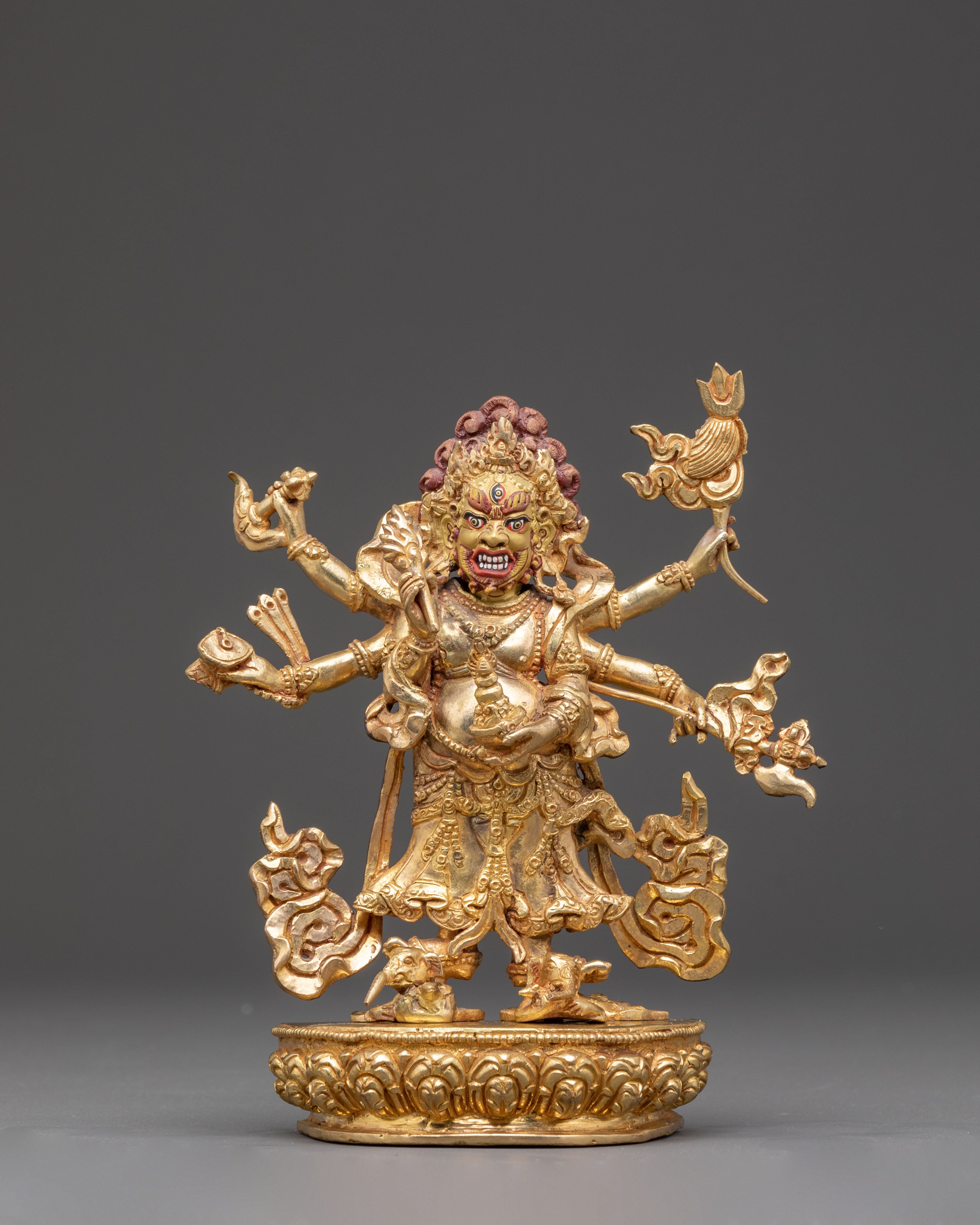 Fierce Protector Deity White Mahakala Statue | Guardian of Dharma