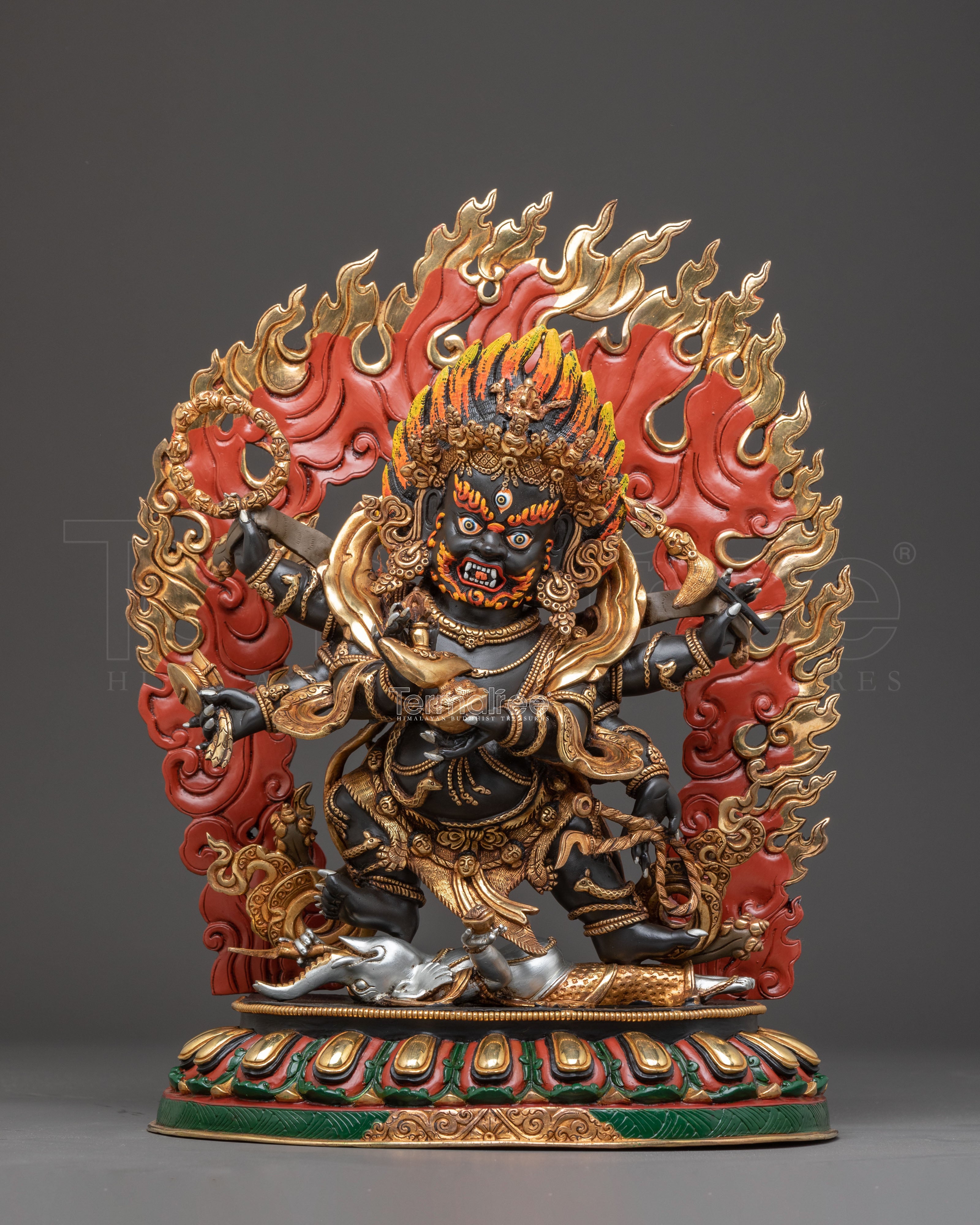 Majestic Statue of 6 Armed Mahakala | Fierce Dharma Protector