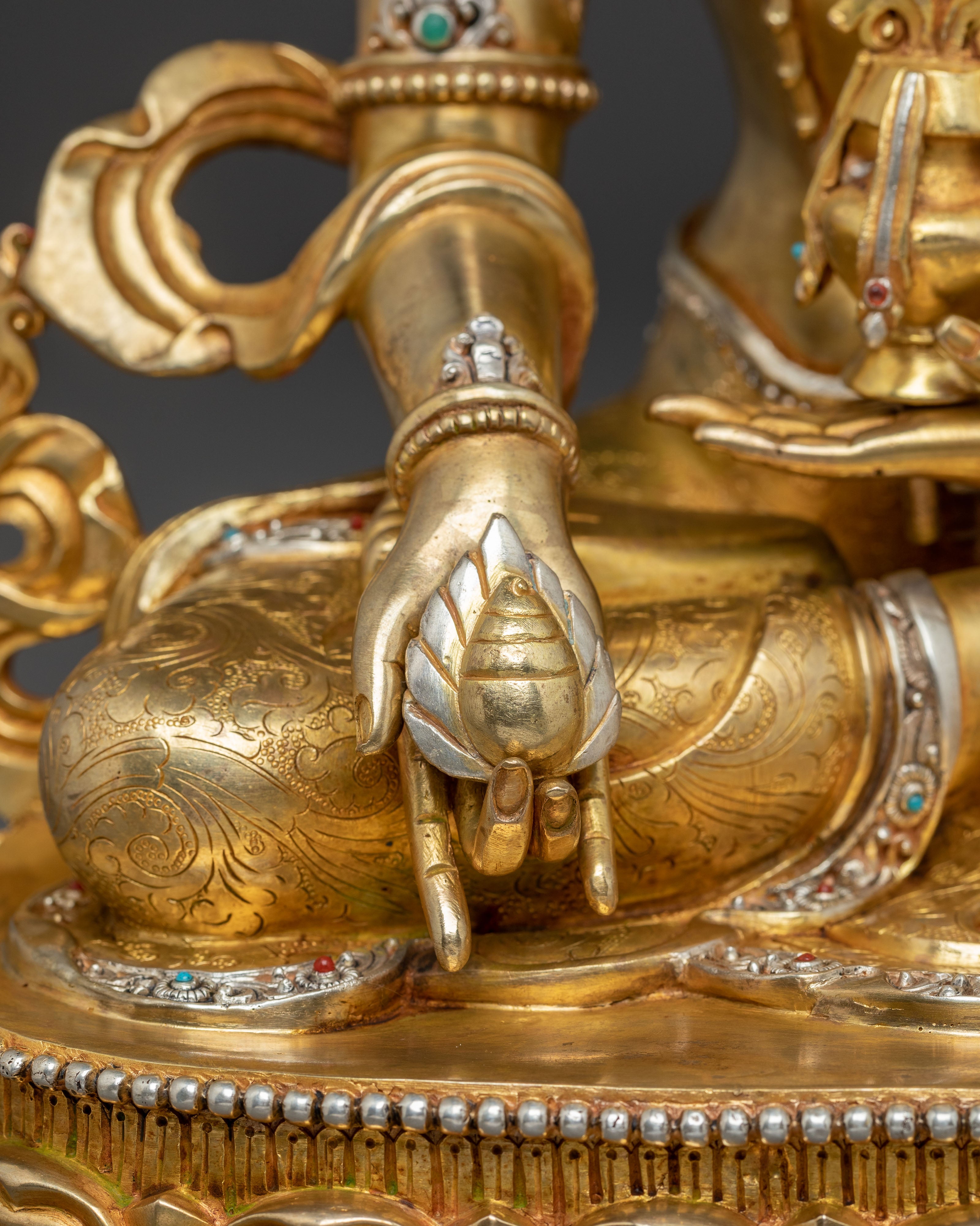 Golden Kshitigarbha Statue: Divine Bodhisattva Deity