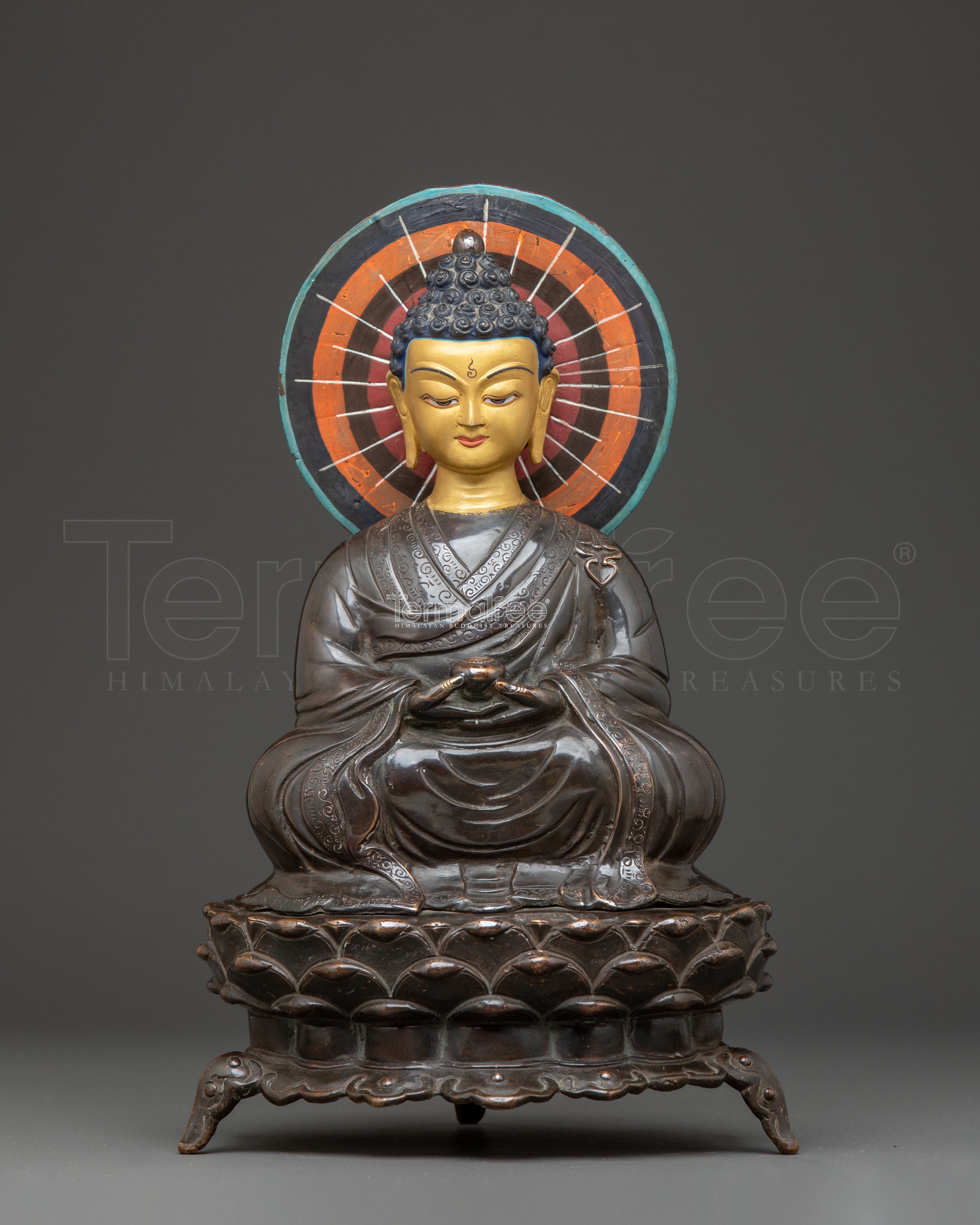 Oxidized Statue of Japanese Amitabha Buddha | Traditional Art