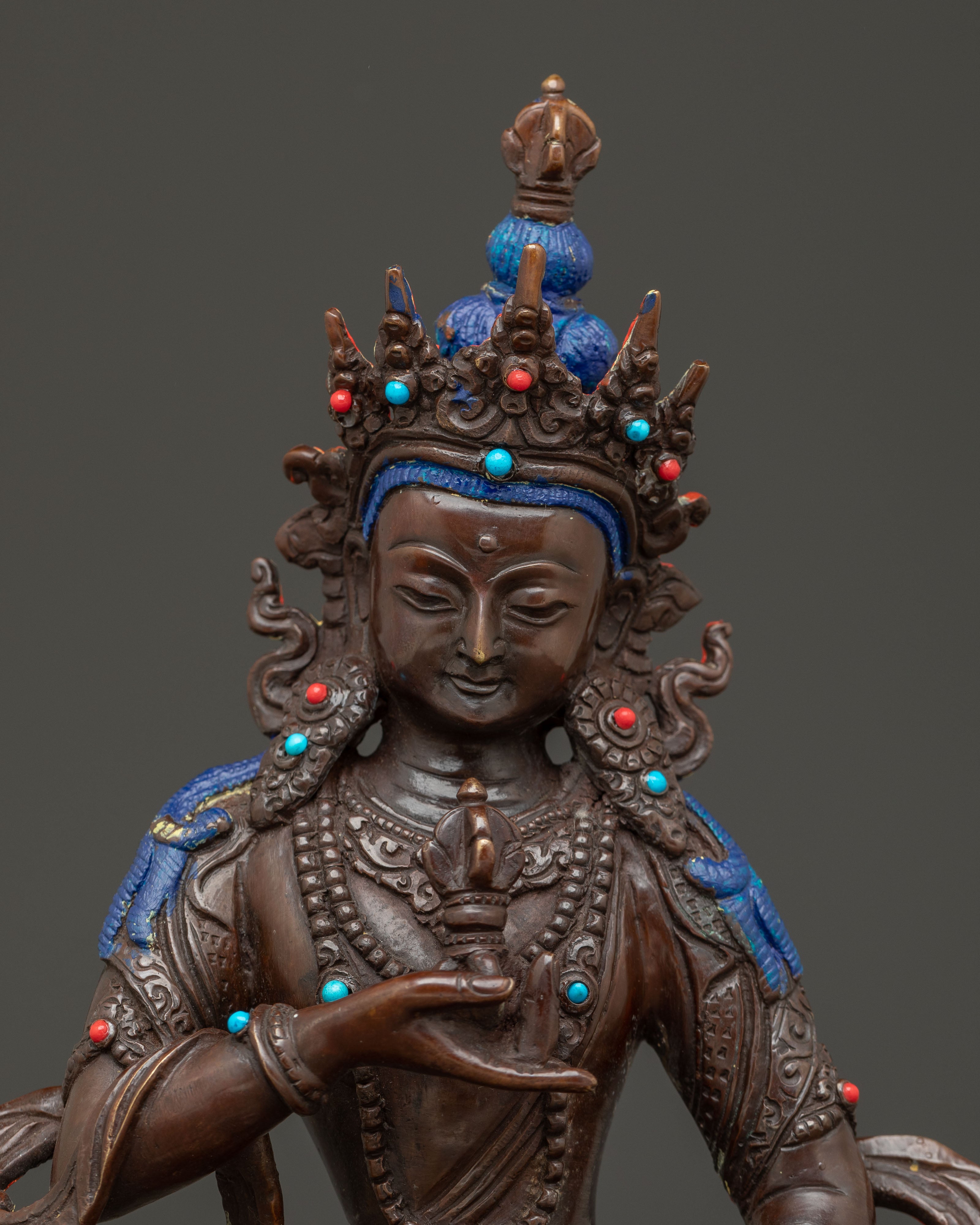 Handmade Oxidized Copper Statue of Vajrasattva | Tantric Purification Deity