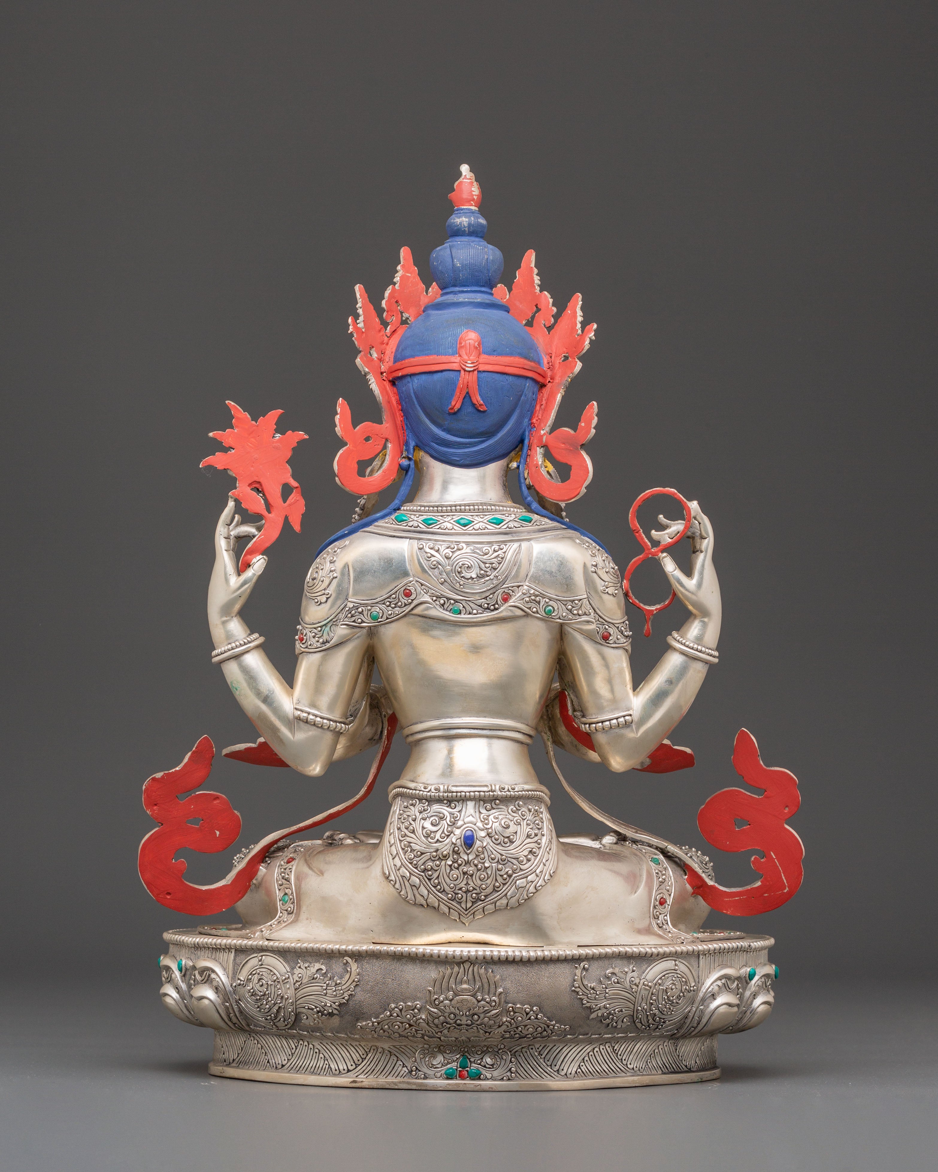 Handmade Silver Chenrezig Statue | Protector of Beings