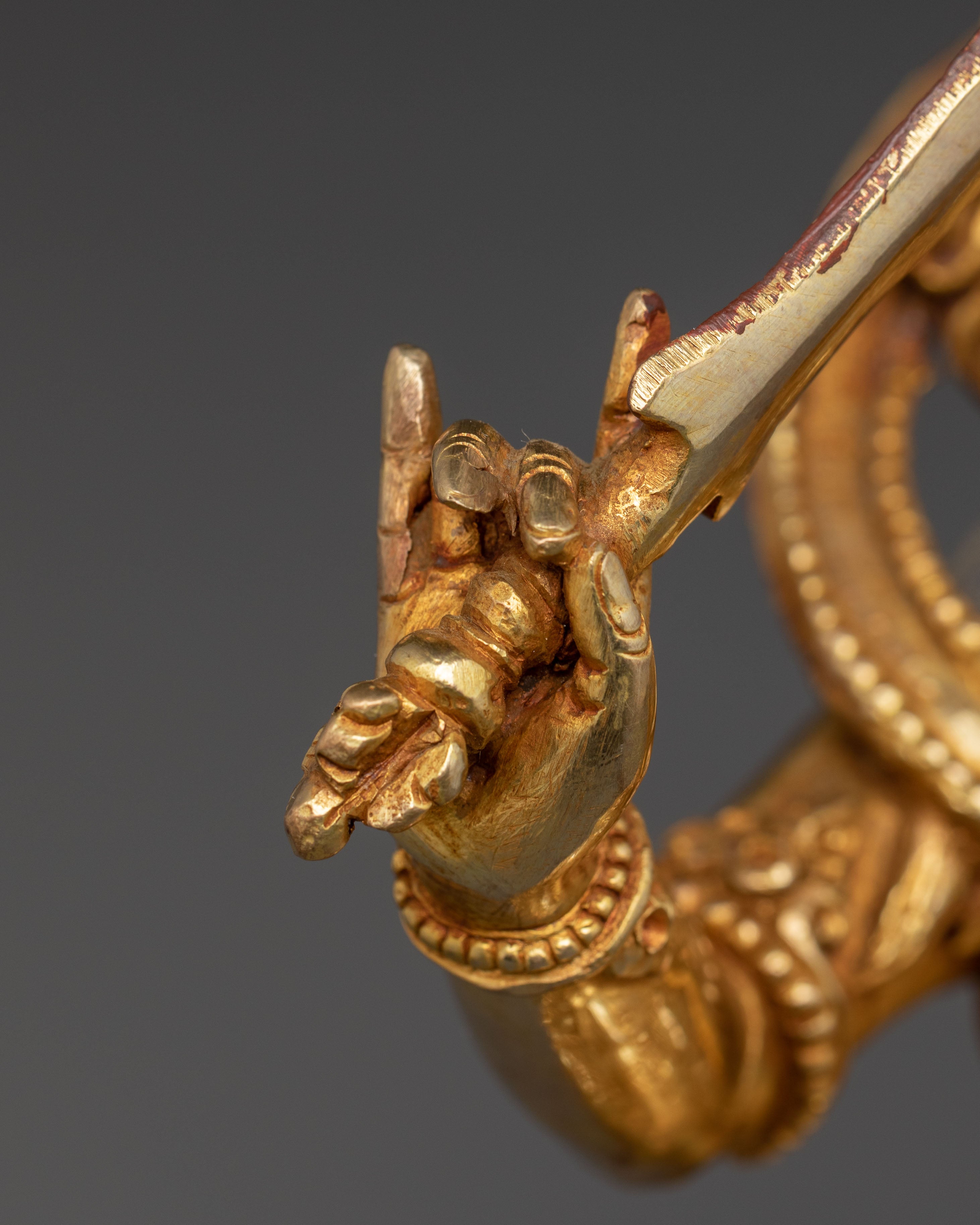 Handmade Radiant Statue of Bodhisattva Manjushri | Wielder of Flaming Sword