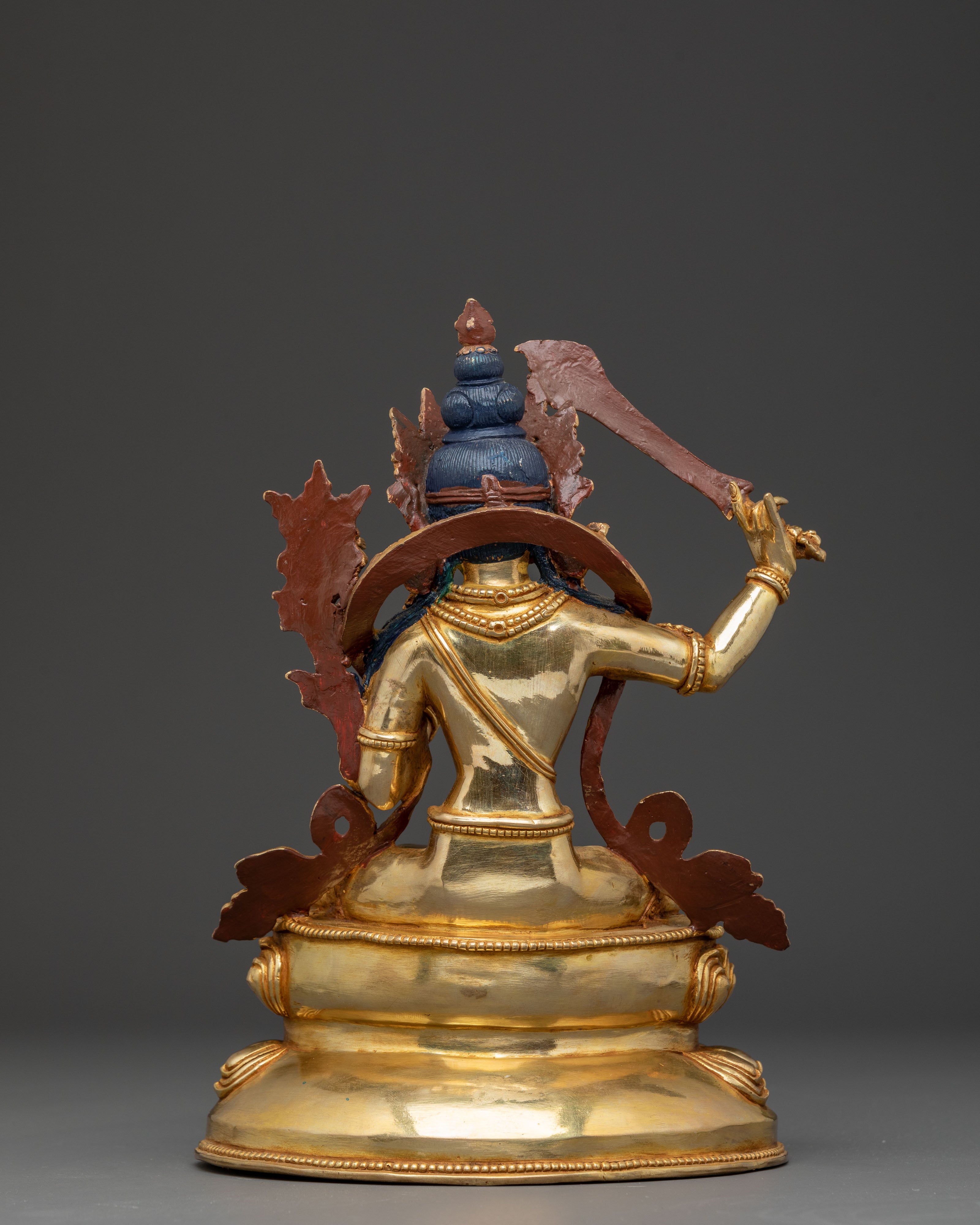 Handmade Radiant Statue of Bodhisattva Manjushri | Wielder of Flaming Sword