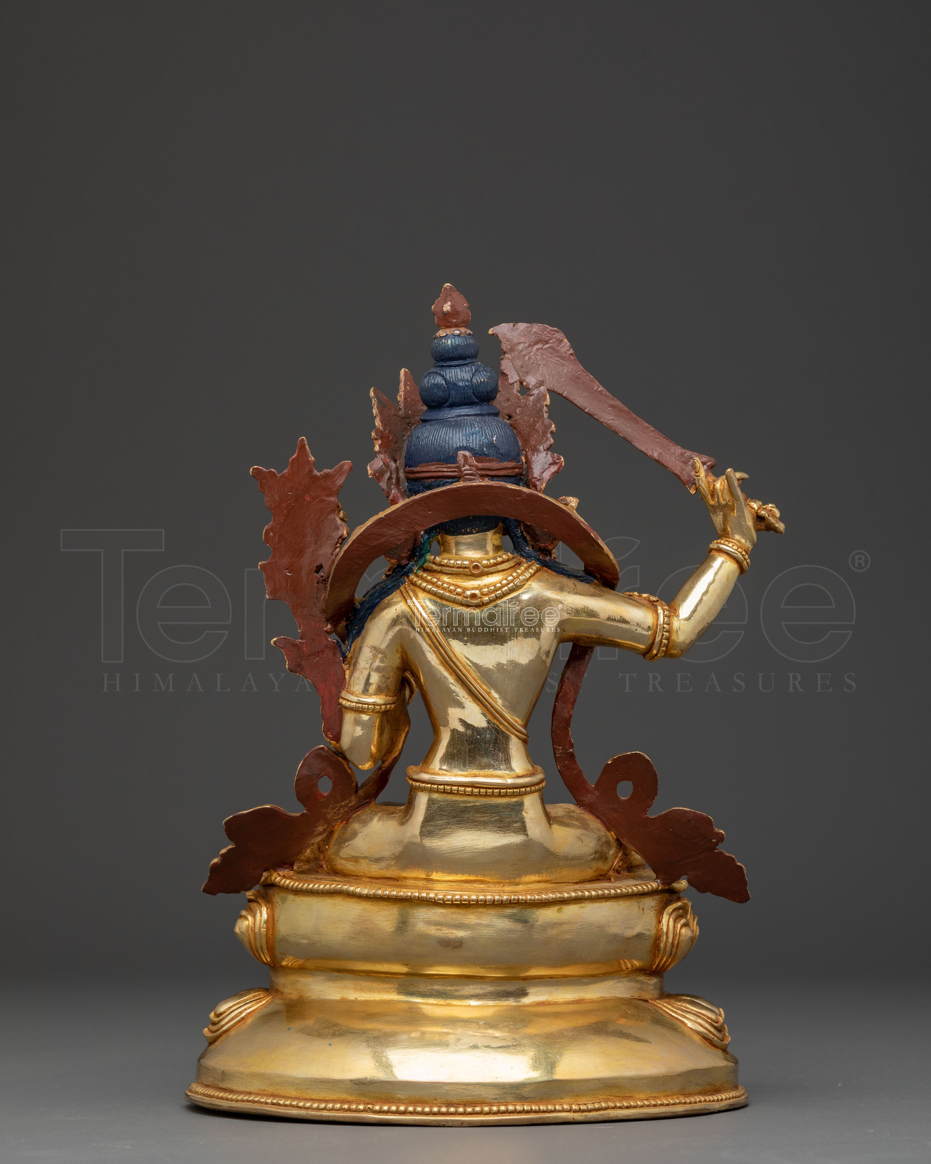 Handmade Radiant Statue of Bodhisattva Manjushri | Wielder of Flaming Sword