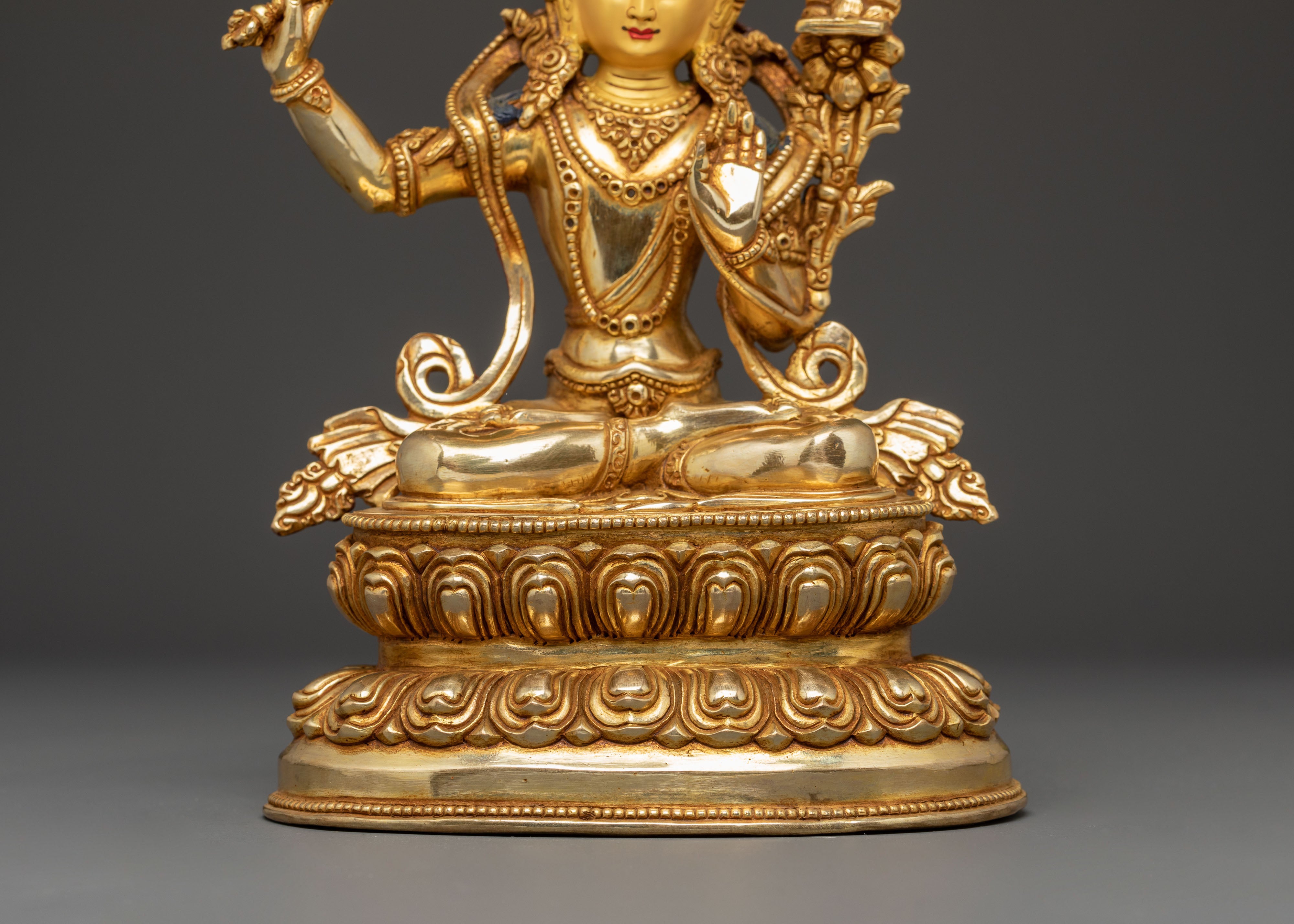 Handmade Radiant Statue of Bodhisattva Manjushri | Wielder of Flaming Sword