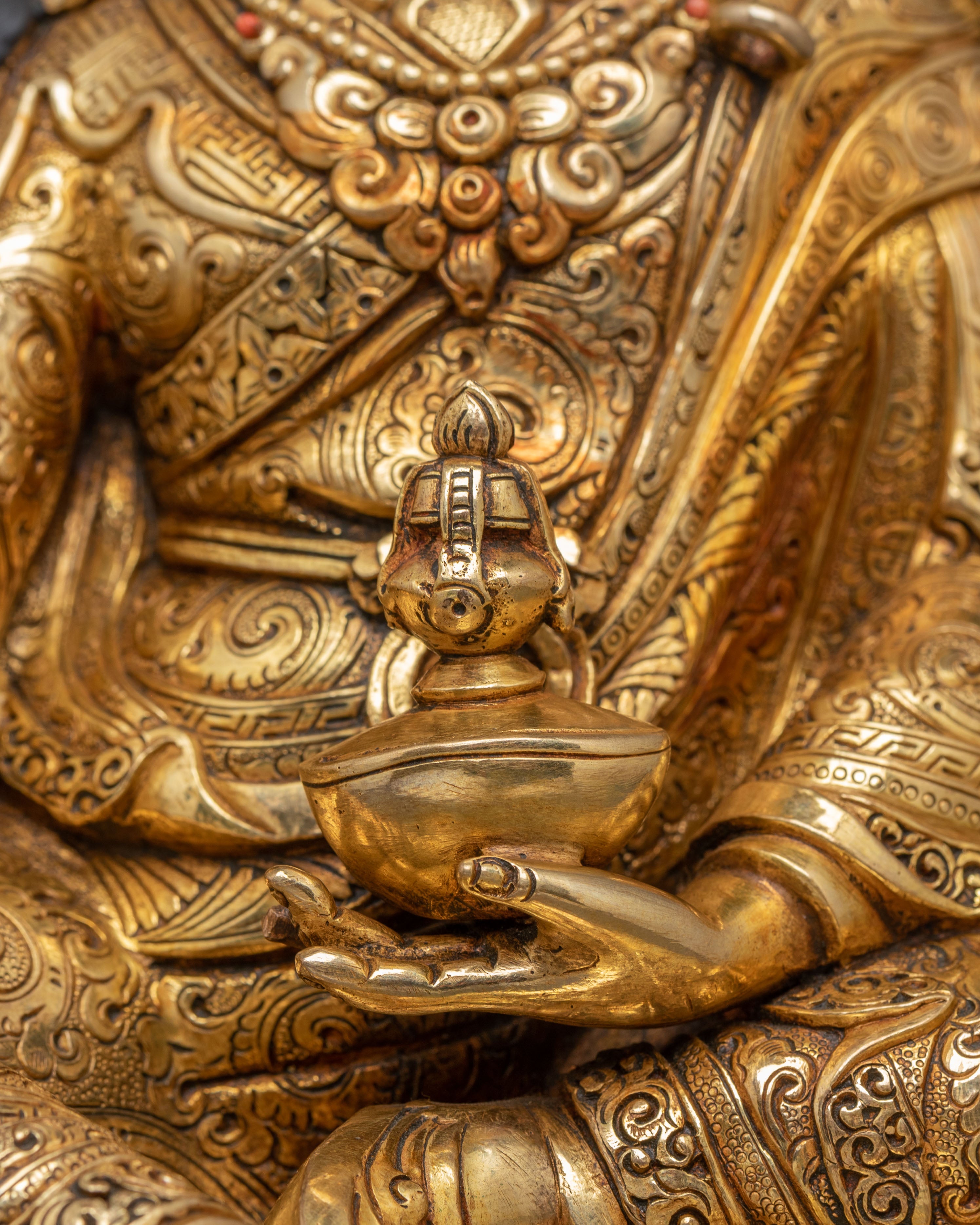 Radiant Golden Statue of Guru Padmasambhava | Tantric Master