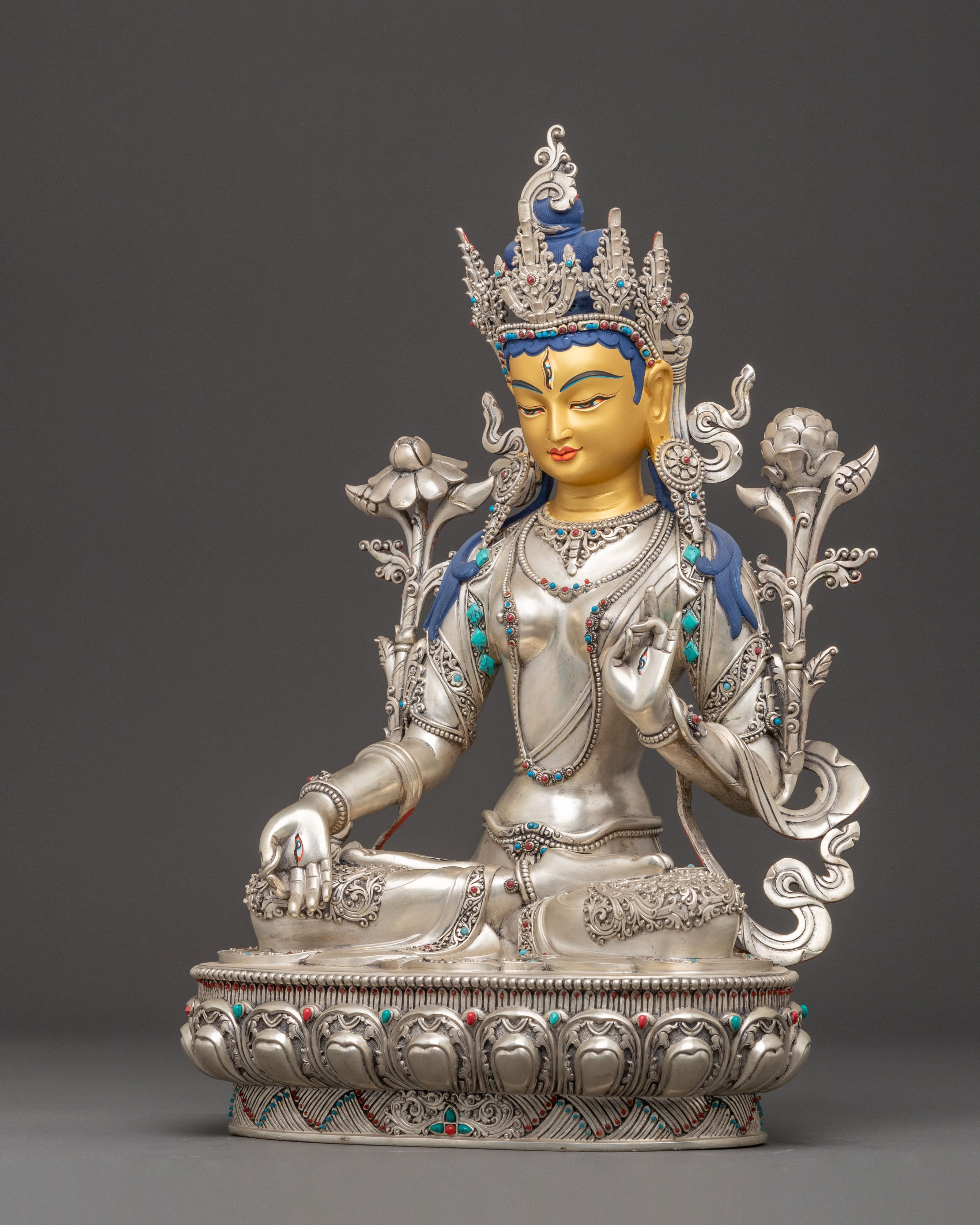 Compassionate Healing Goddess White Tara Statue | Longevity Symbol