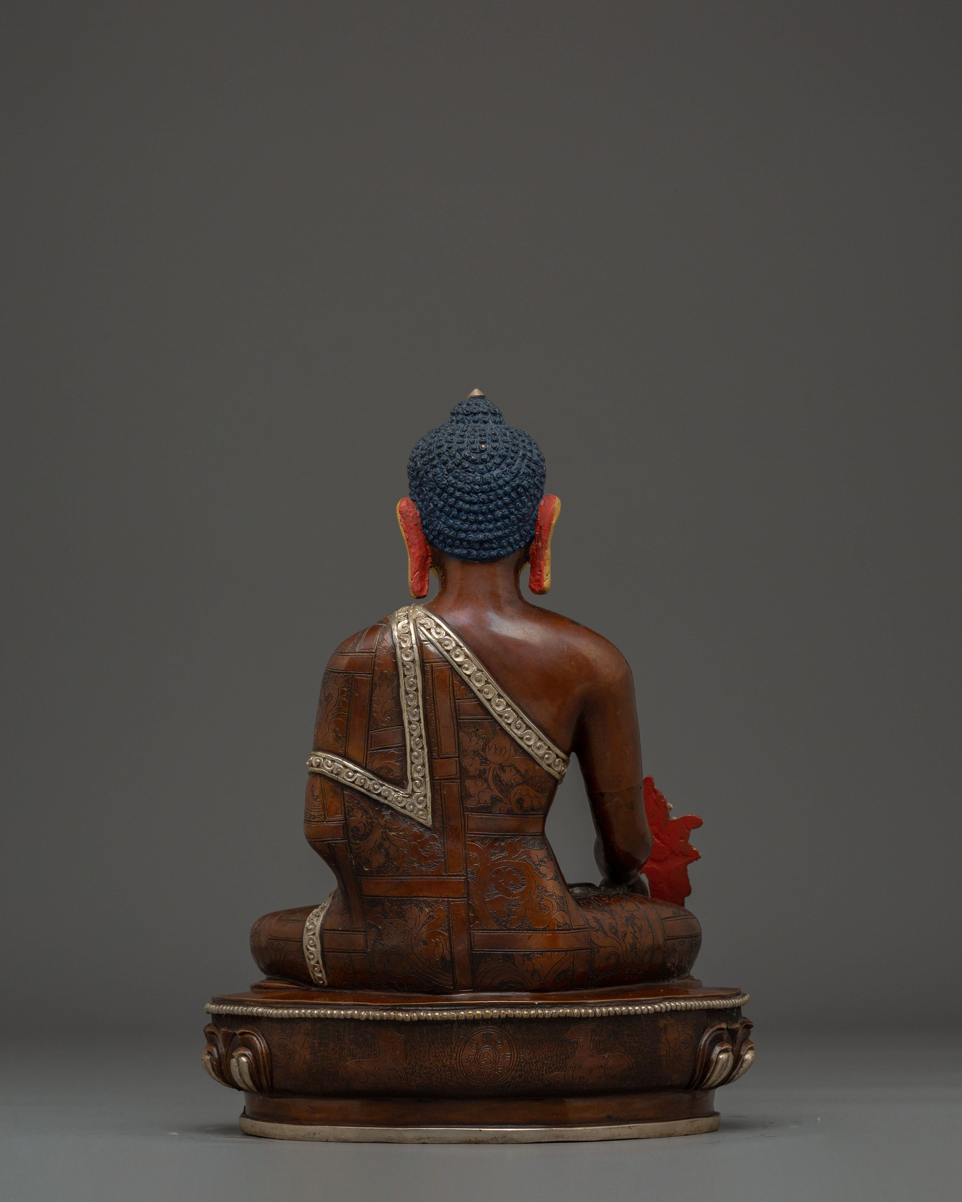 Serene Statue of Supreme Healing Buddha Bhaisajyaguru | Tibetan Medicine Buddha