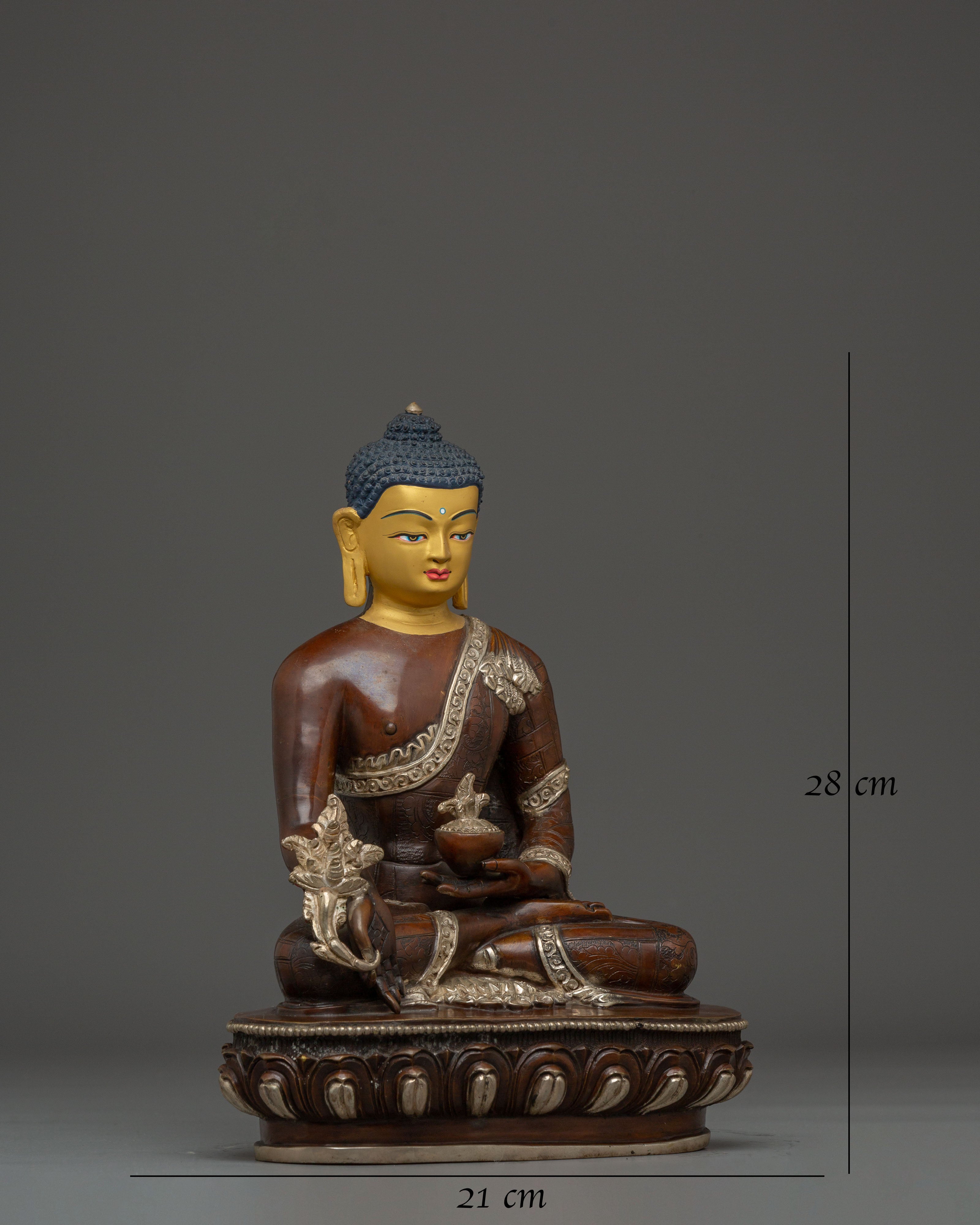 Serene Statue of Supreme Healing Buddha Bhaisajyaguru | Tibetan Medicine Buddha