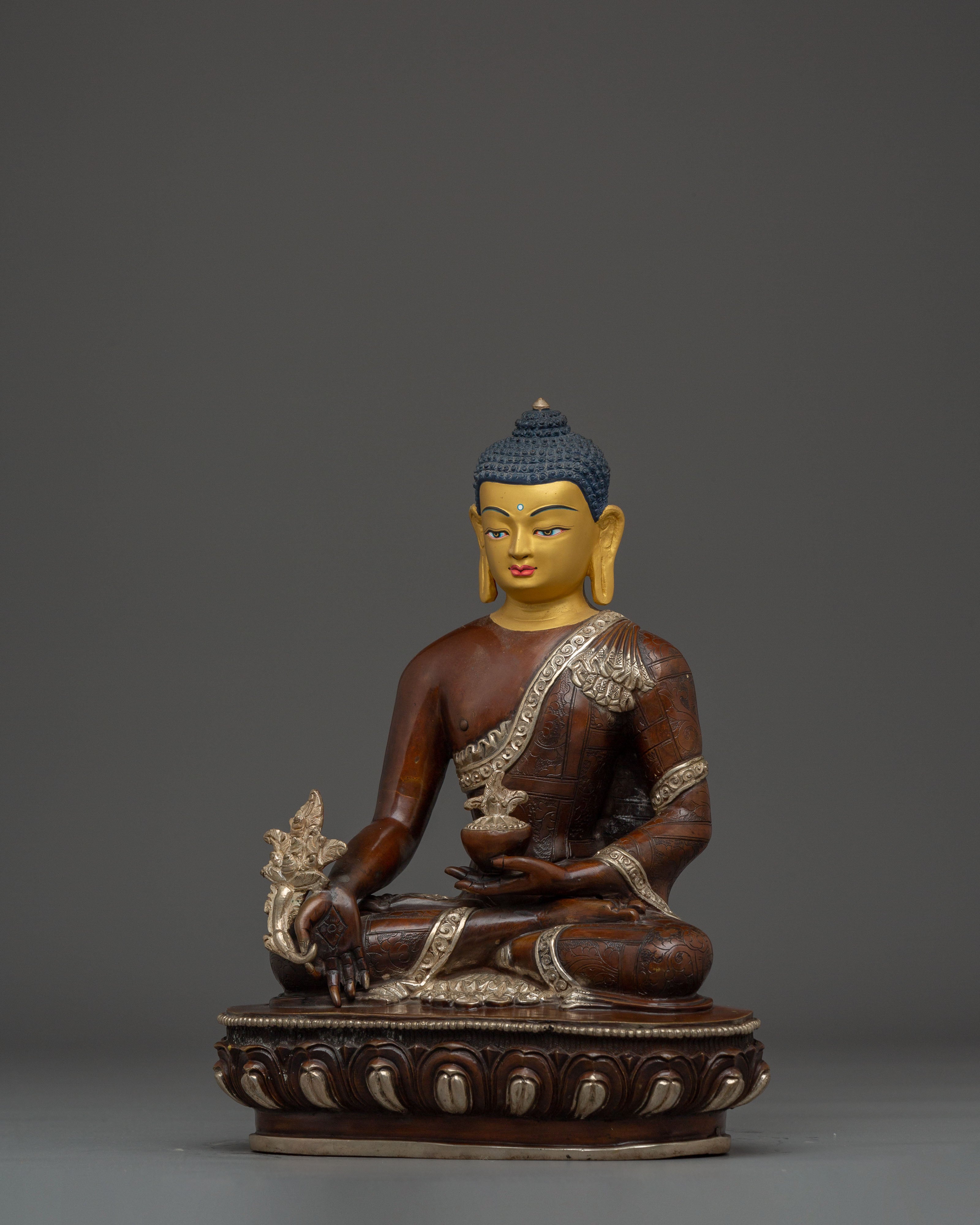 Serene Statue of Supreme Healing Buddha Bhaisajyaguru | Tibetan Medicine Buddha