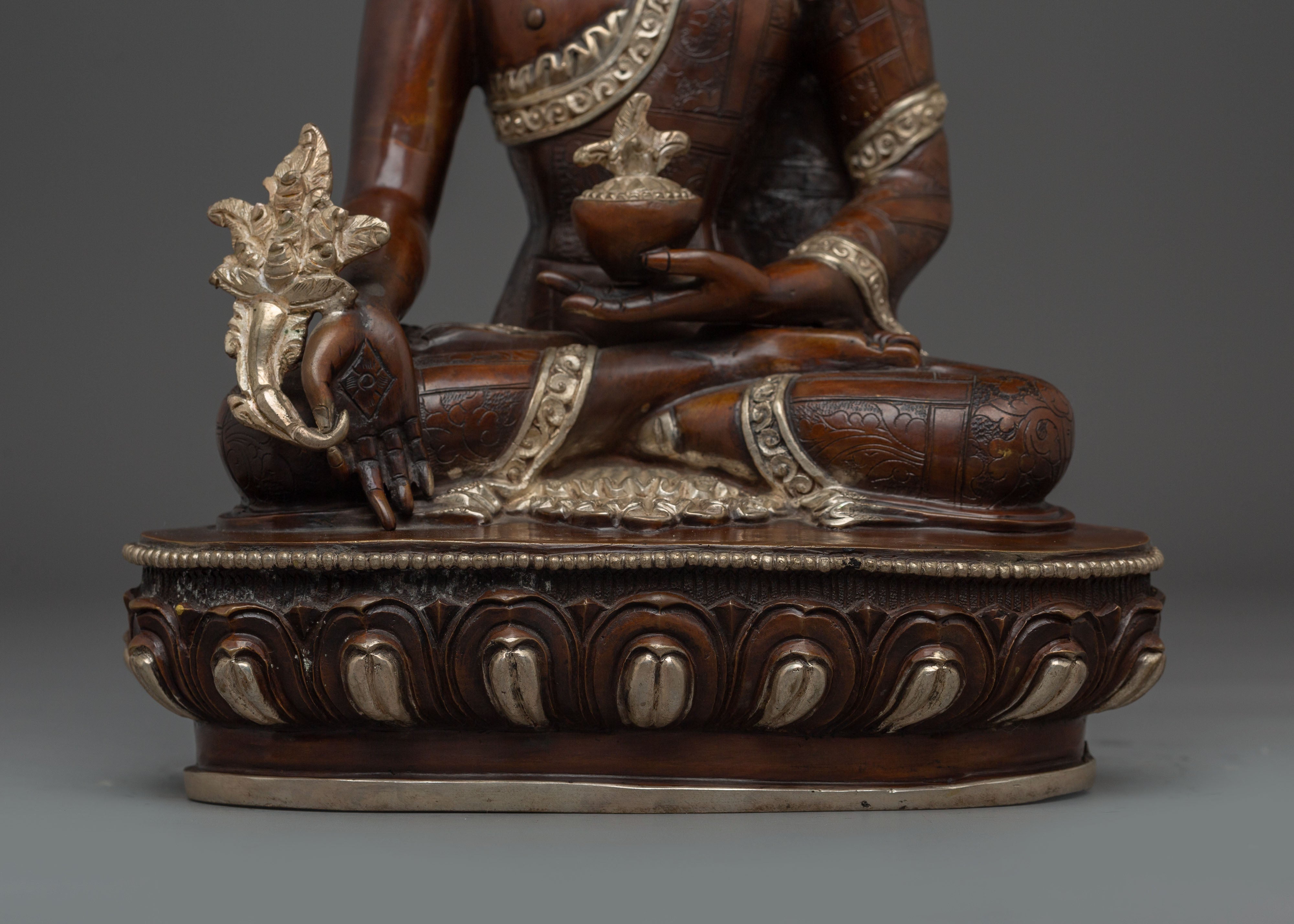 Serene Statue of Supreme Healing Buddha Bhaisajyaguru | Tibetan Medicine Buddha