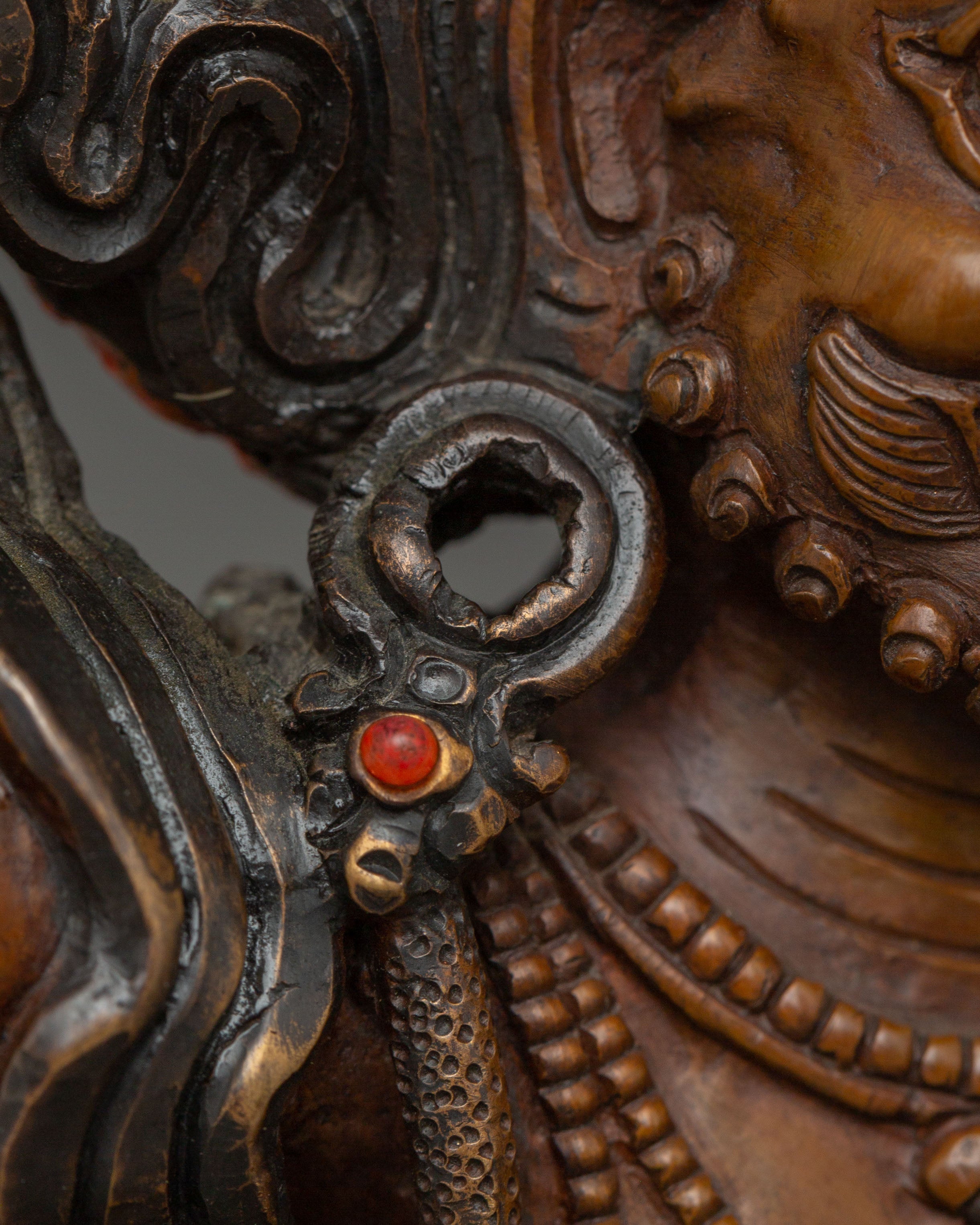 Vajrapani Copper Figurine: Protector Deity Statue | Meditation Altar Decor