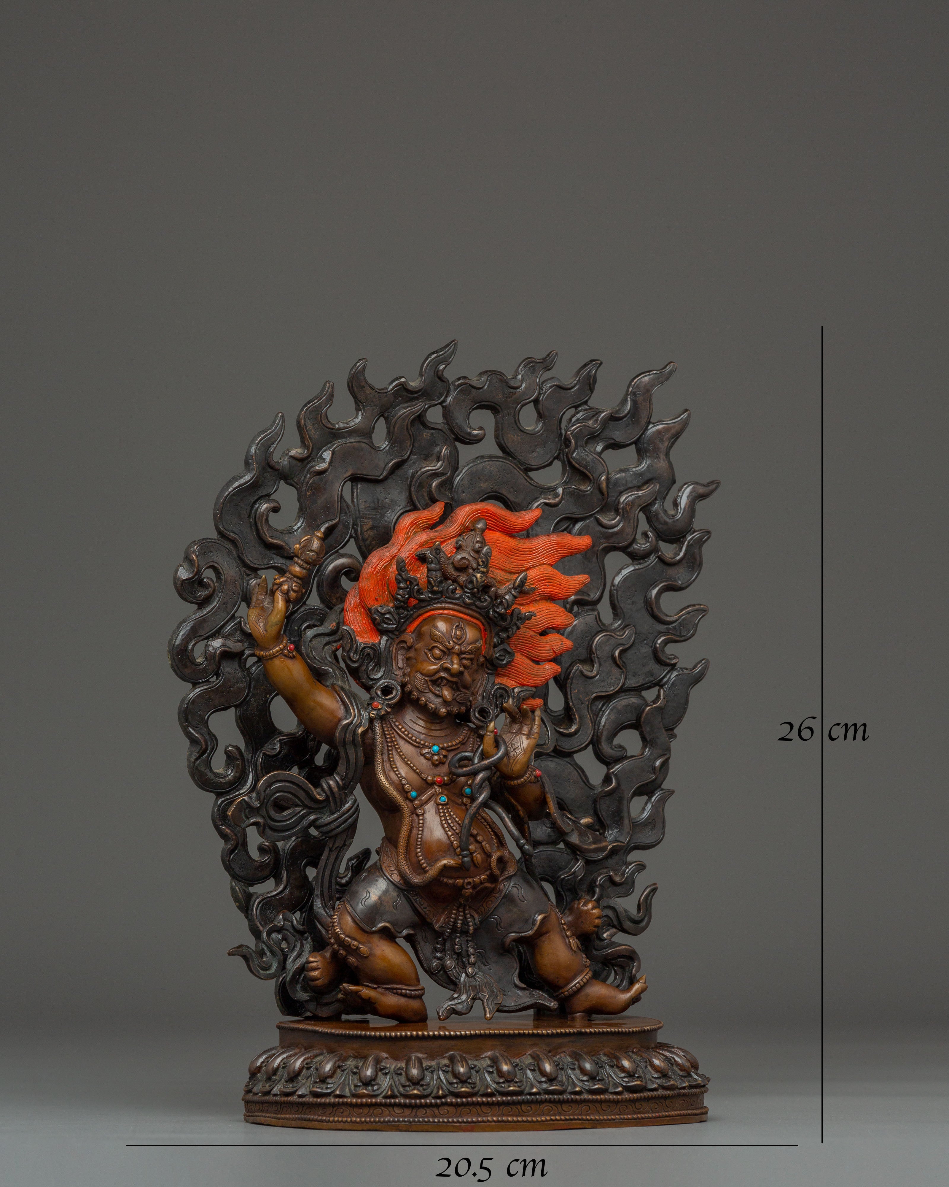 Vajrapani Copper Figurine: Protector Deity Statue | Meditation Altar Decor