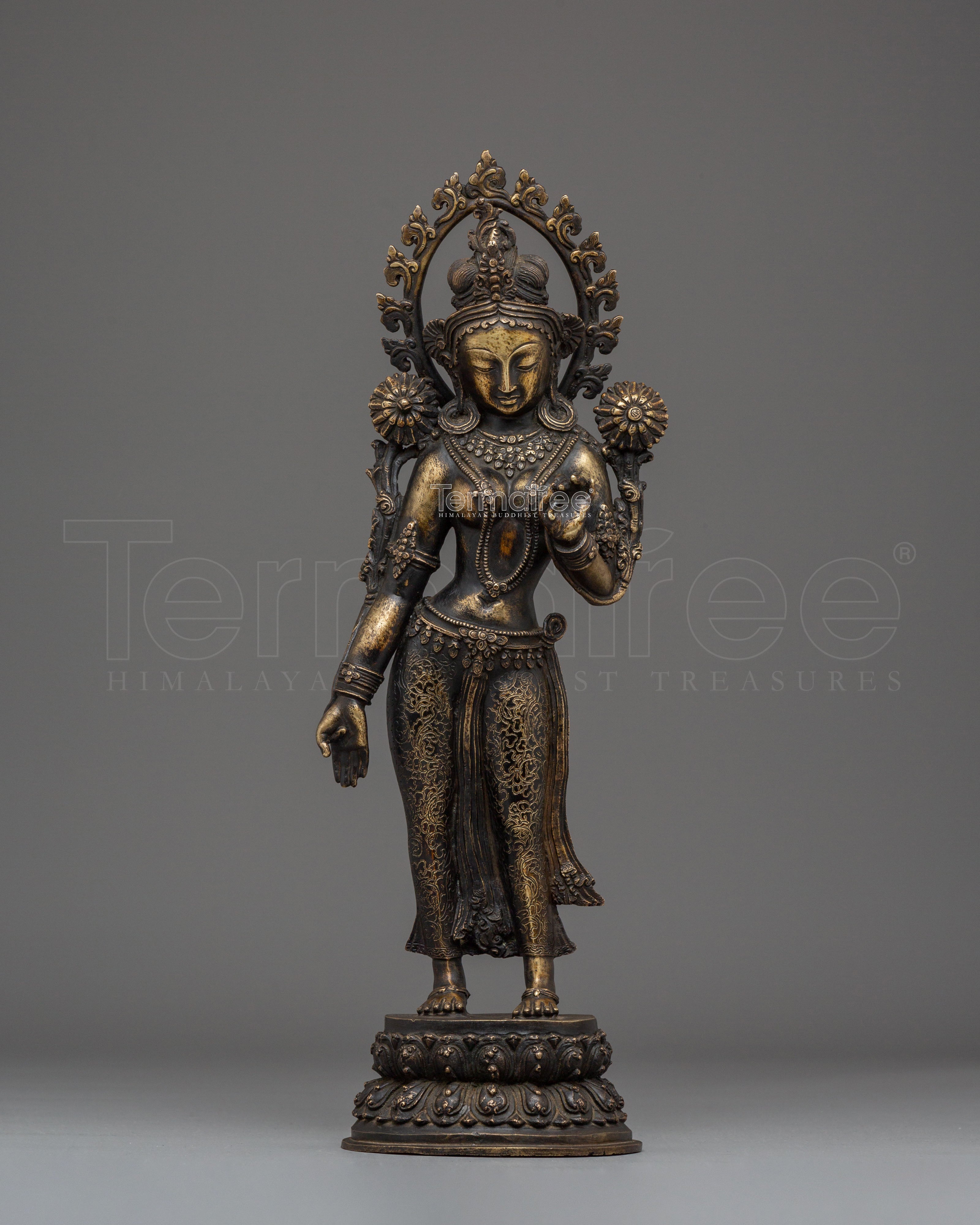 Handmade Bronze Statue of Green Tara | Goddess of Compassion