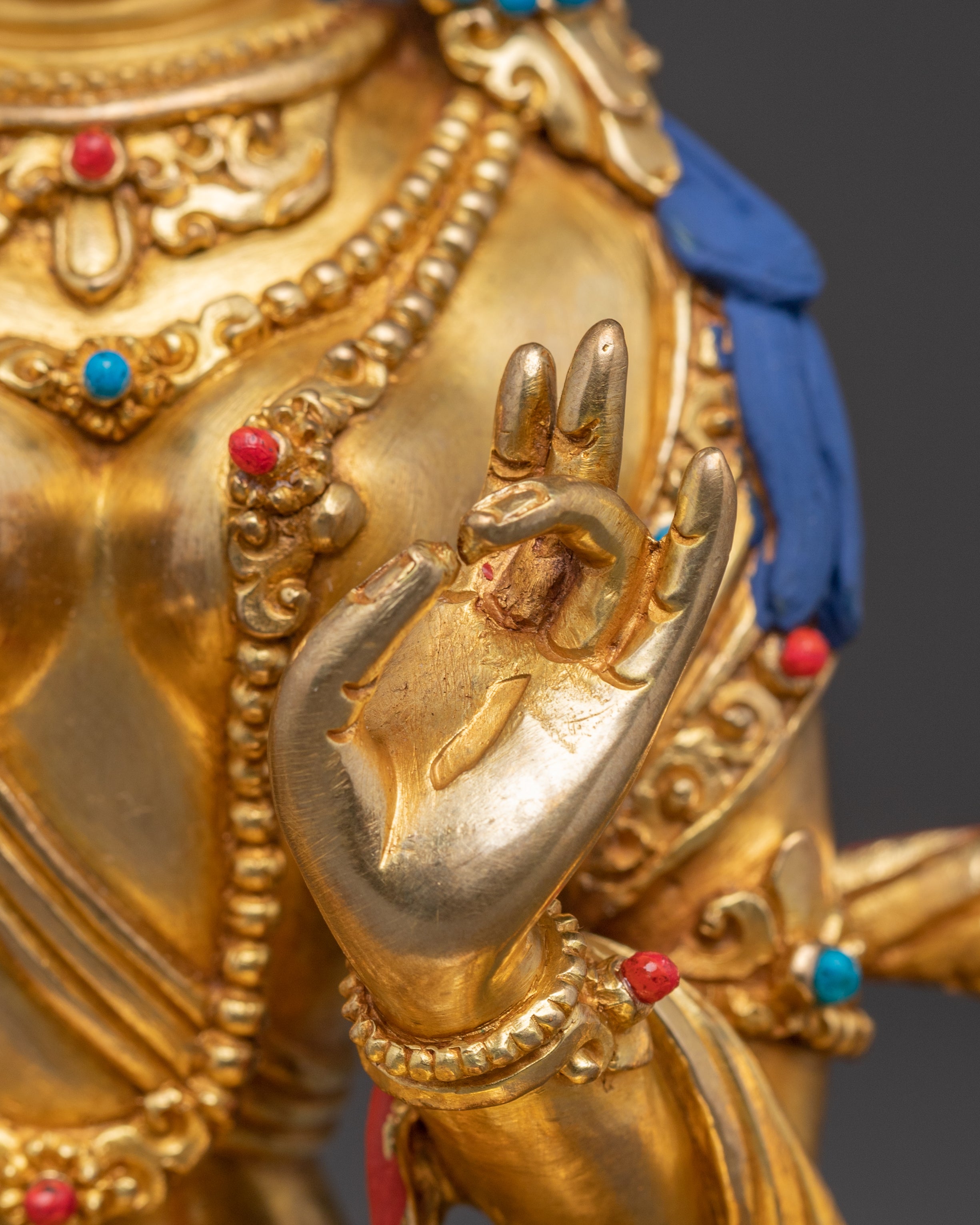 Statue of Bodhisattva Dukar | Gold Gilded Tibetan Icon
