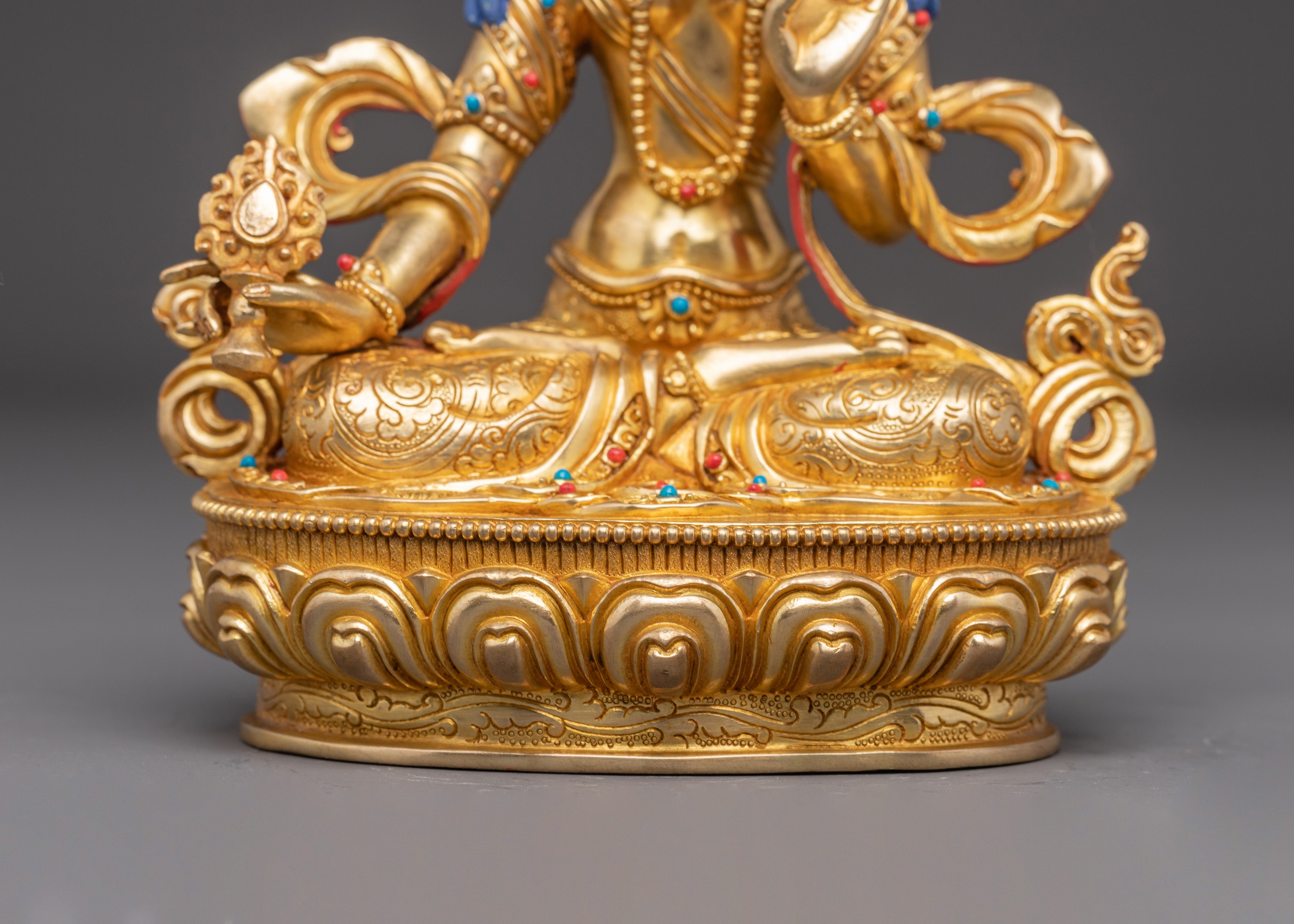 Statue of Bodhisattva Dukar | Gold Gilded Tibetan Icon