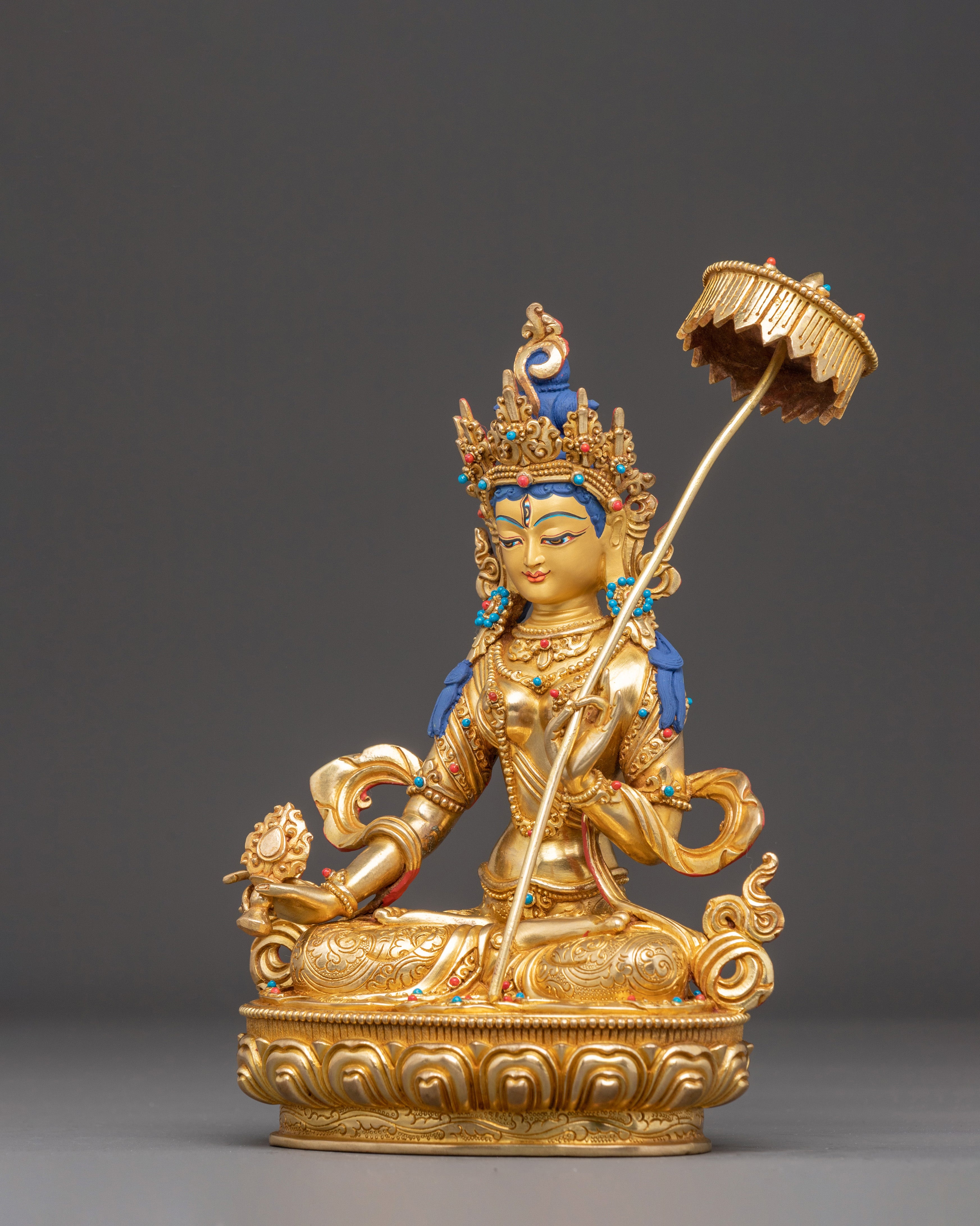 Statue of Bodhisattva Dukar | Gold Gilded Tibetan Icon