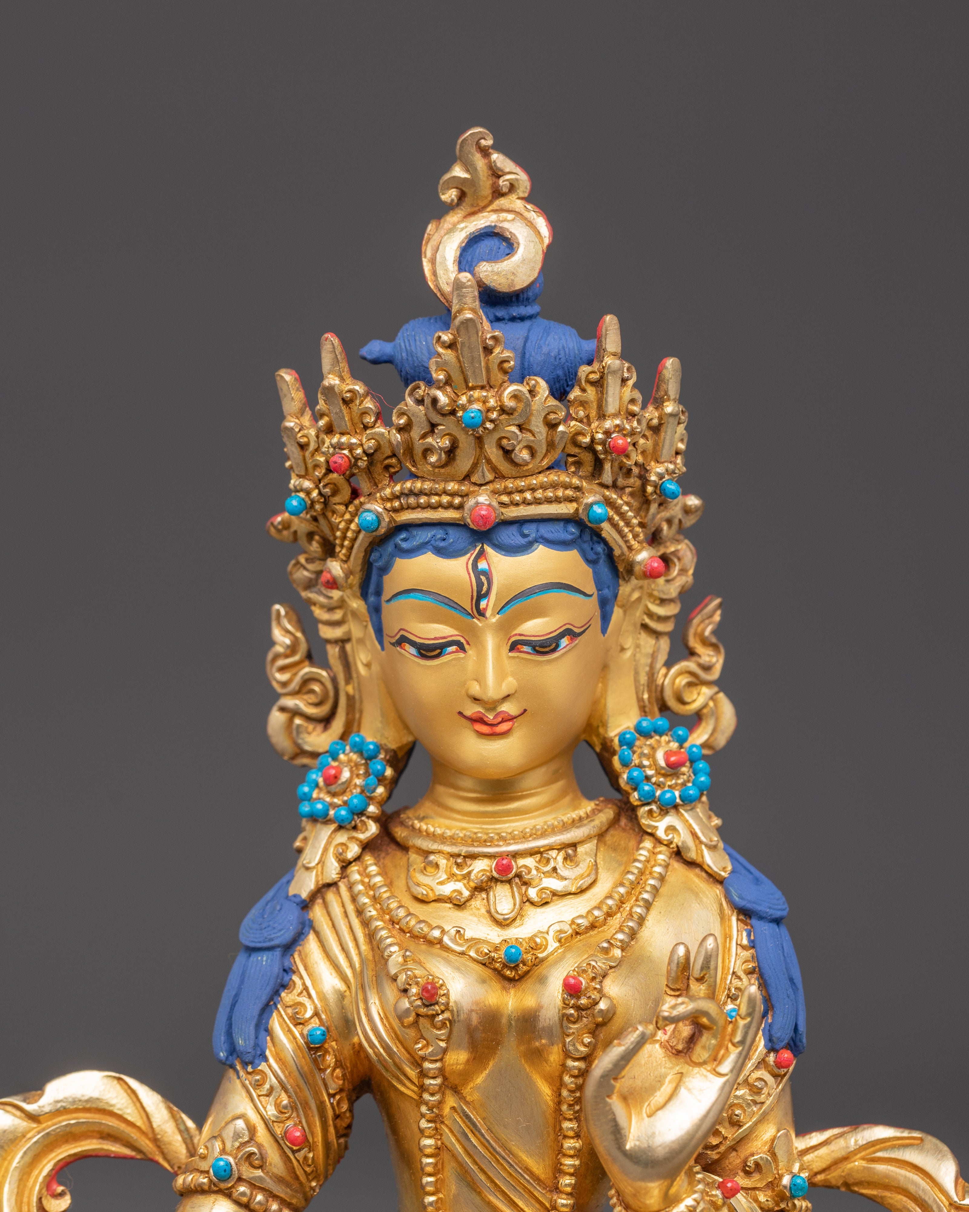Statue of Bodhisattva Dukar | Gold Gilded Tibetan Icon