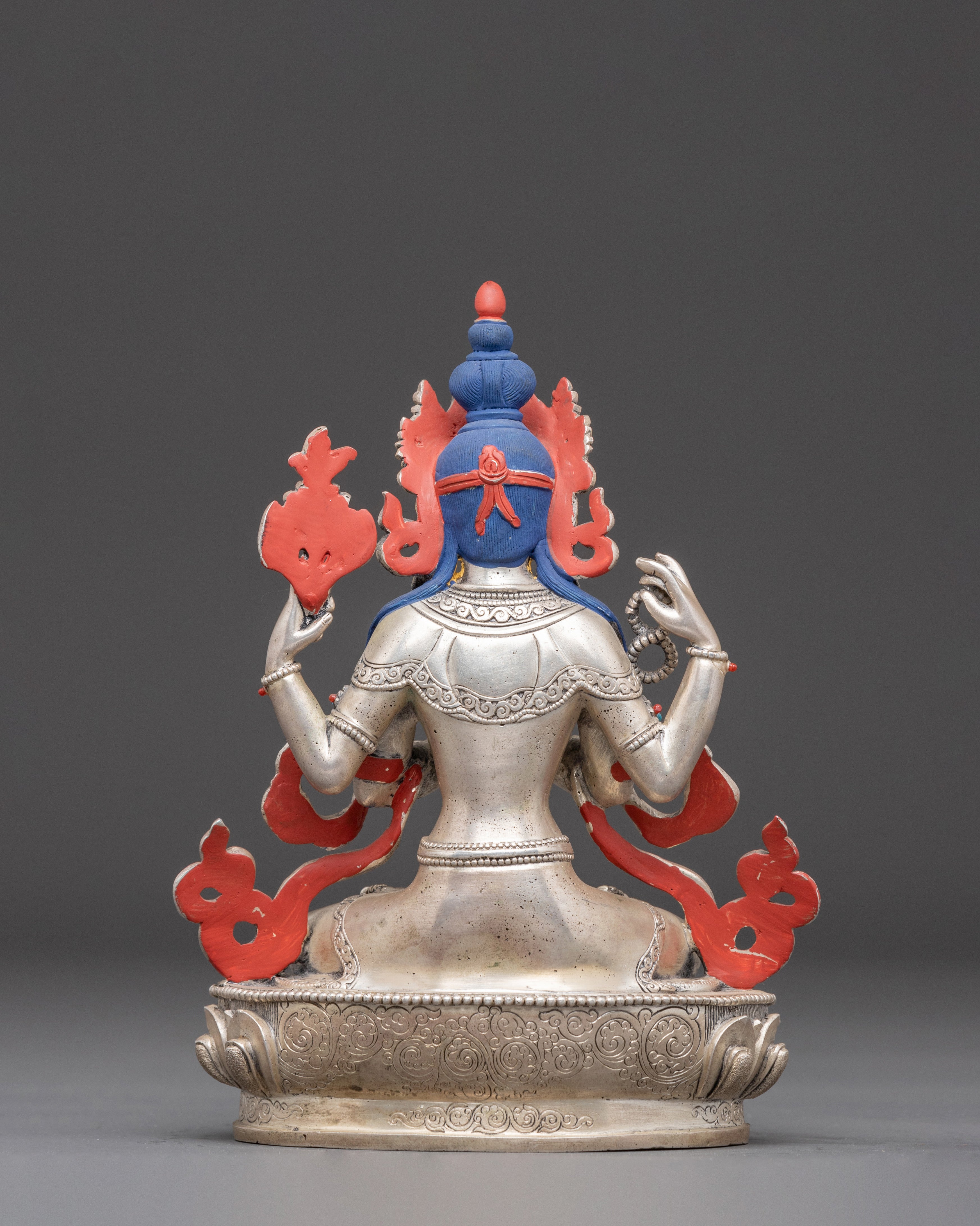 Four-Armed Chenrezig Silver Statue | Avalokiteshvara - Bodhisattva of Compassion