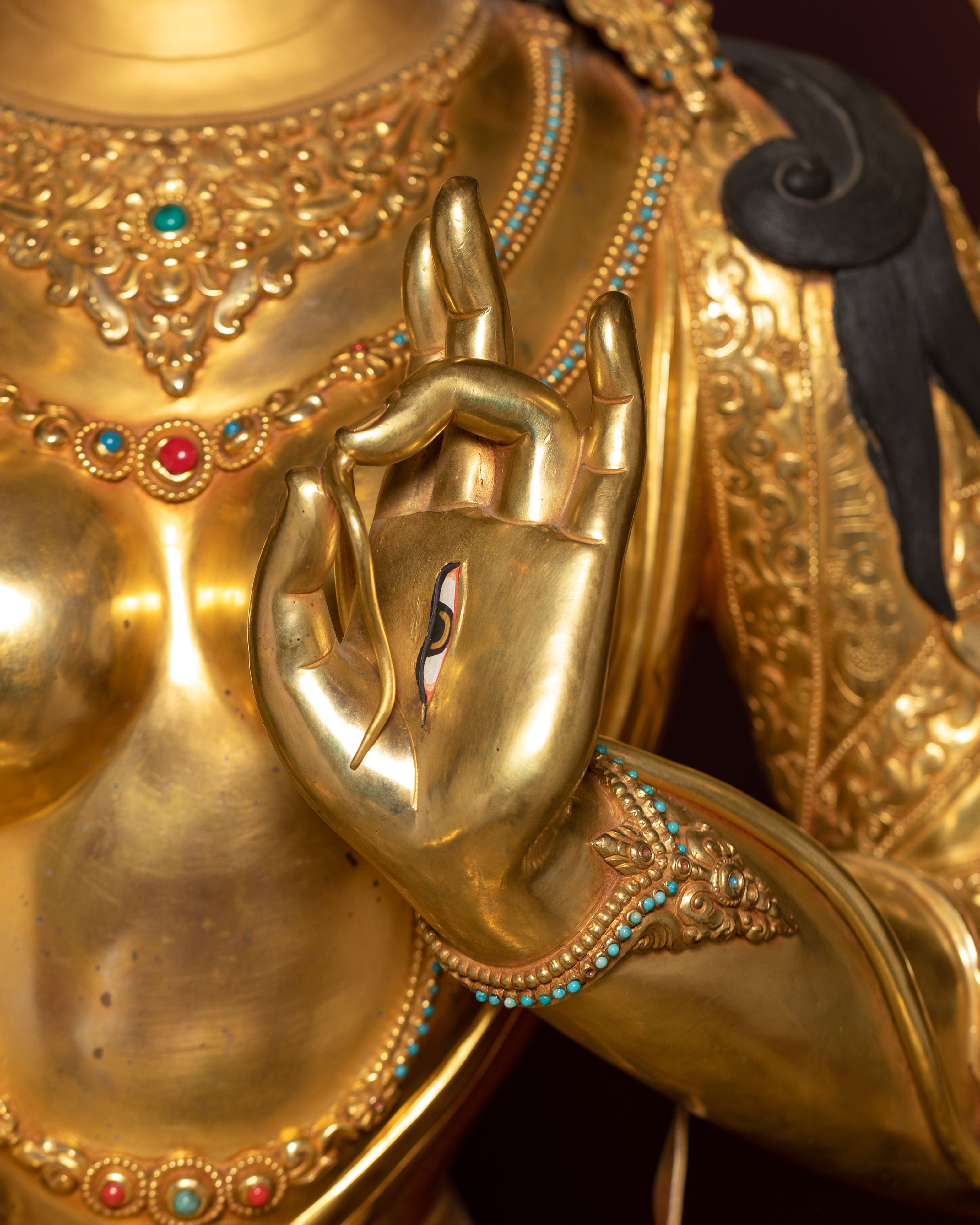 Handcrafted Seven-eyed Healing Goddess White Tara Sculpture