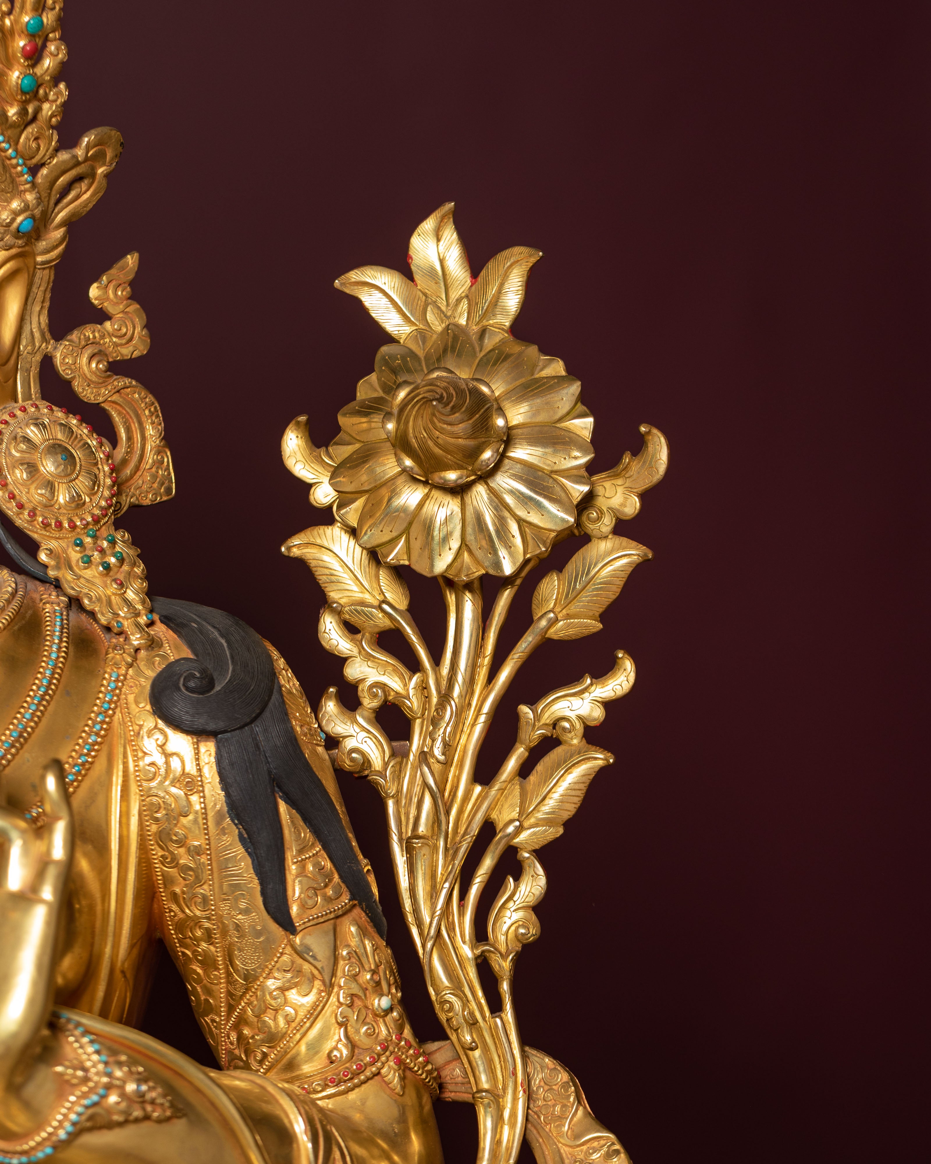 Handcrafted Seven-eyed Healing Goddess White Tara Sculpture