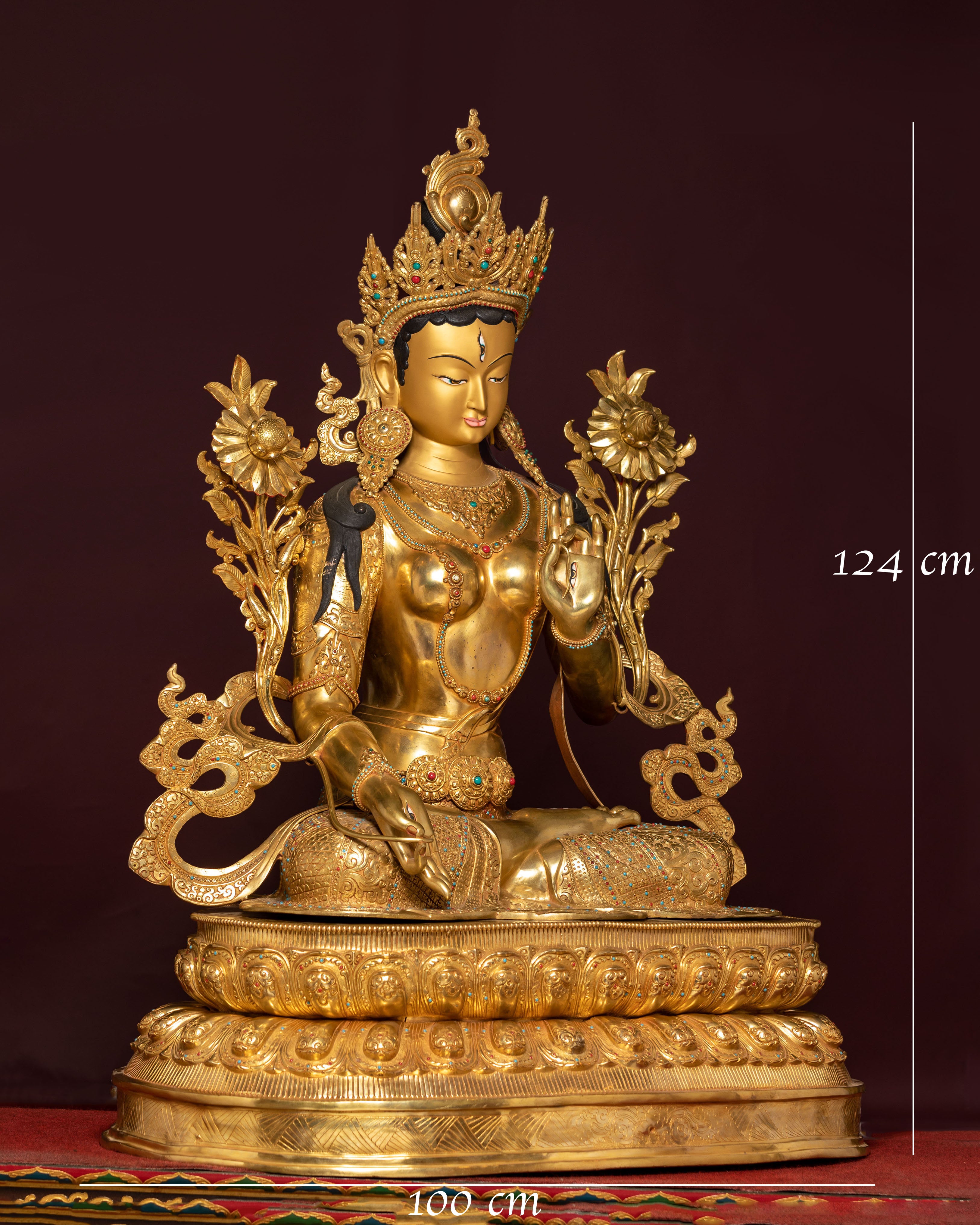 Handcrafted Seven-eyed Healing Goddess White Tara Sculpture
