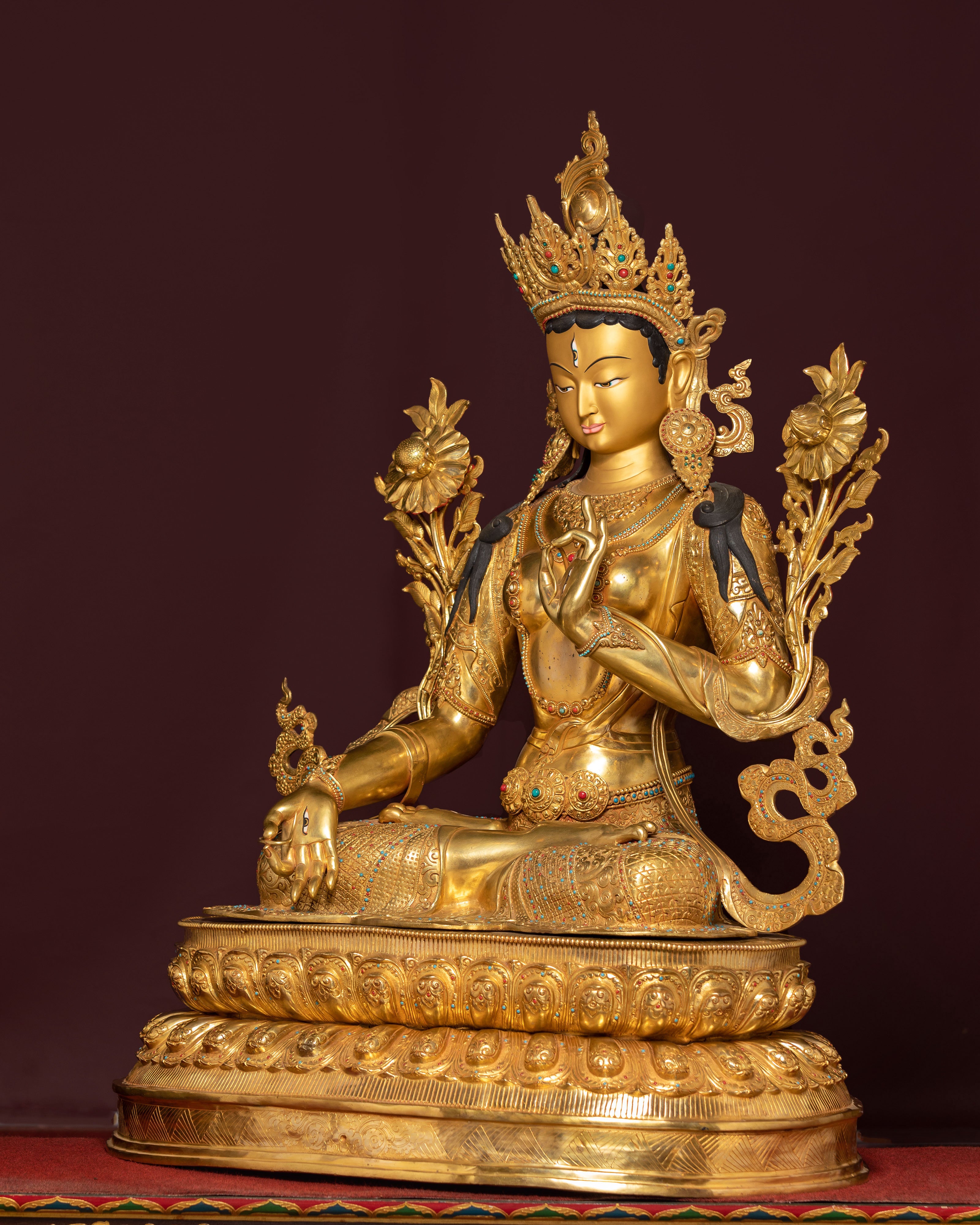 Handcrafted Seven-eyed Healing Goddess White Tara Sculpture