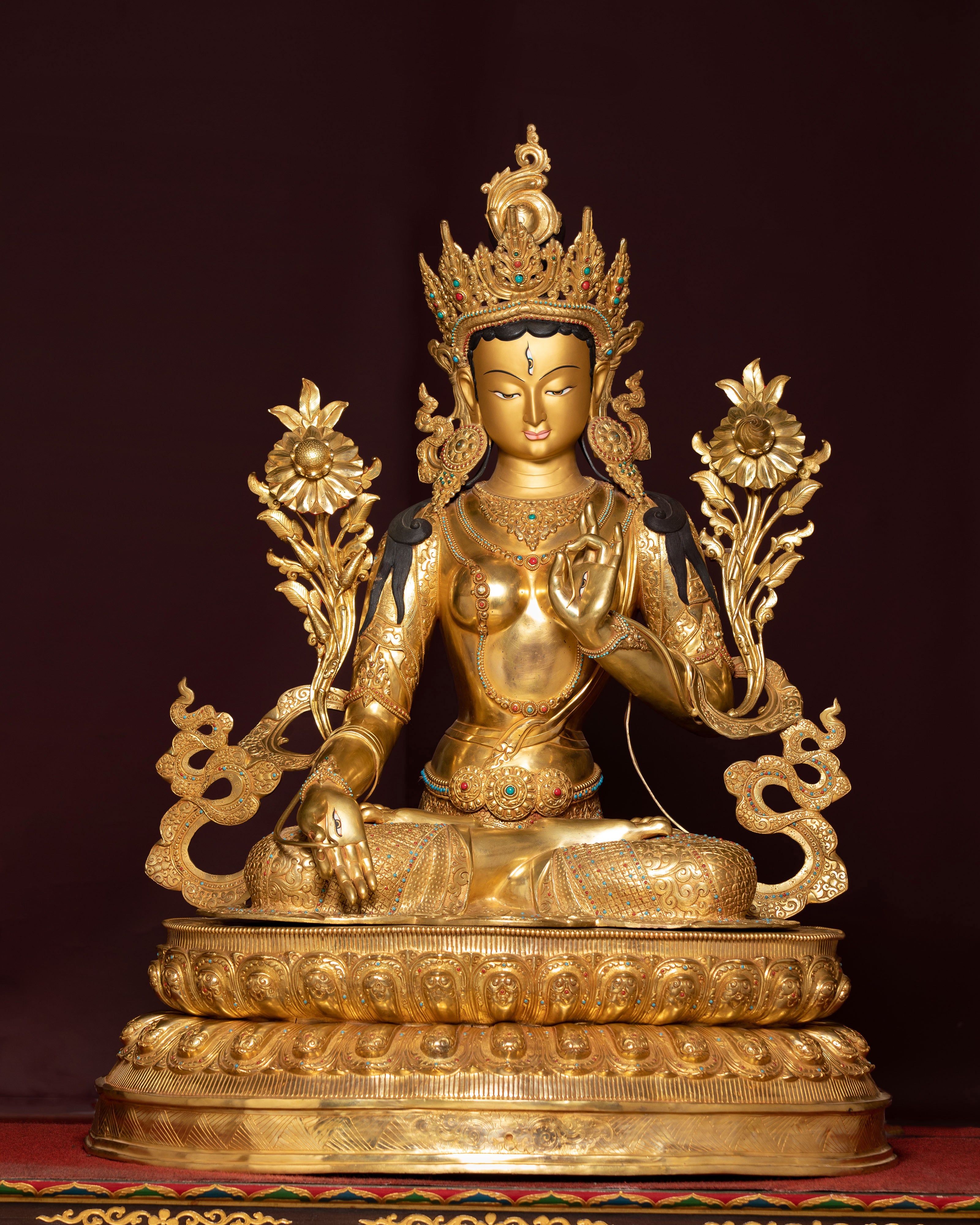 Handcrafted Seven-eyed Healing Goddess White Tara Sculpture