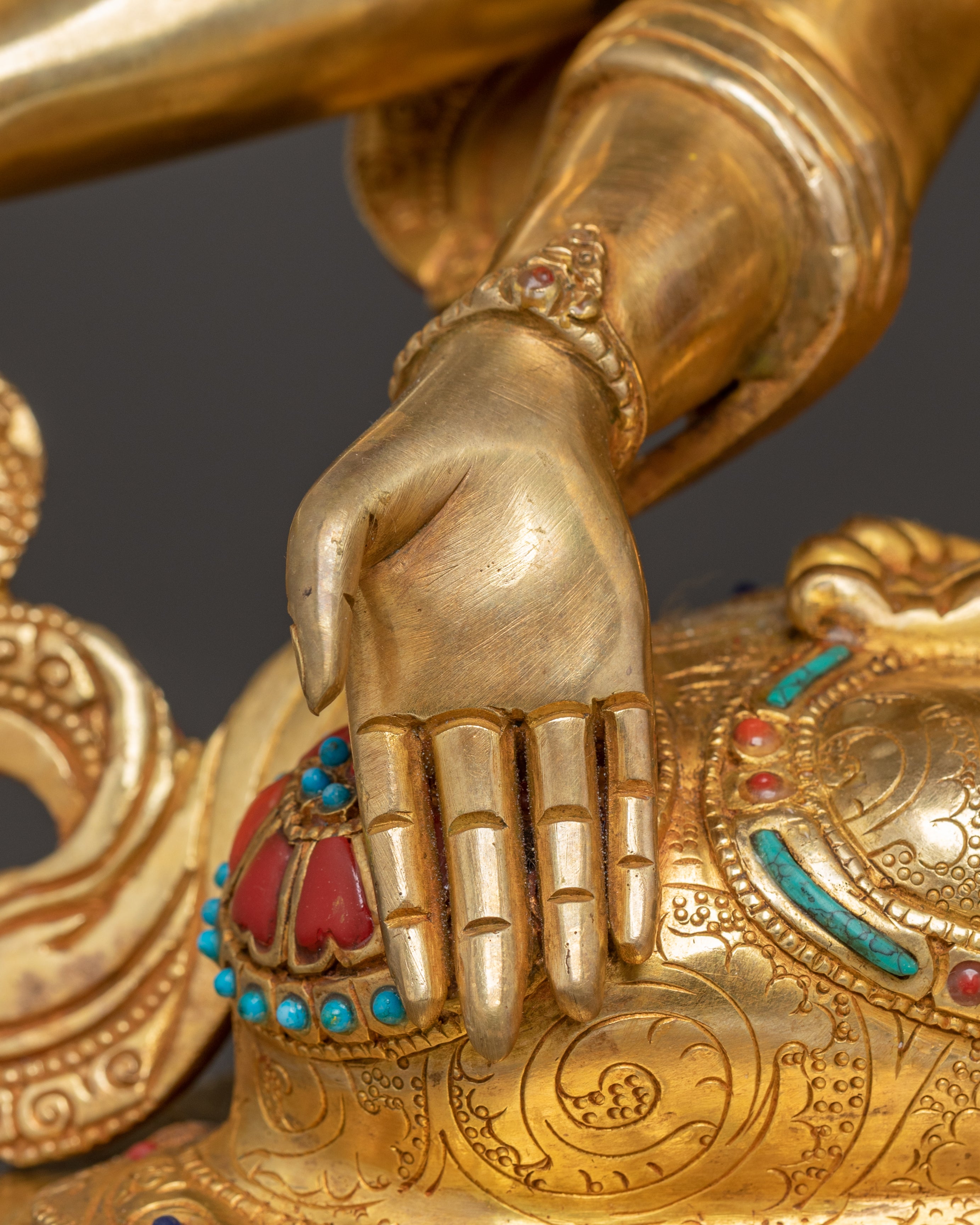 Handcrafted Statue of Wisdom Icon Maha Manjushri | Gold Gilded Copper Sculpture