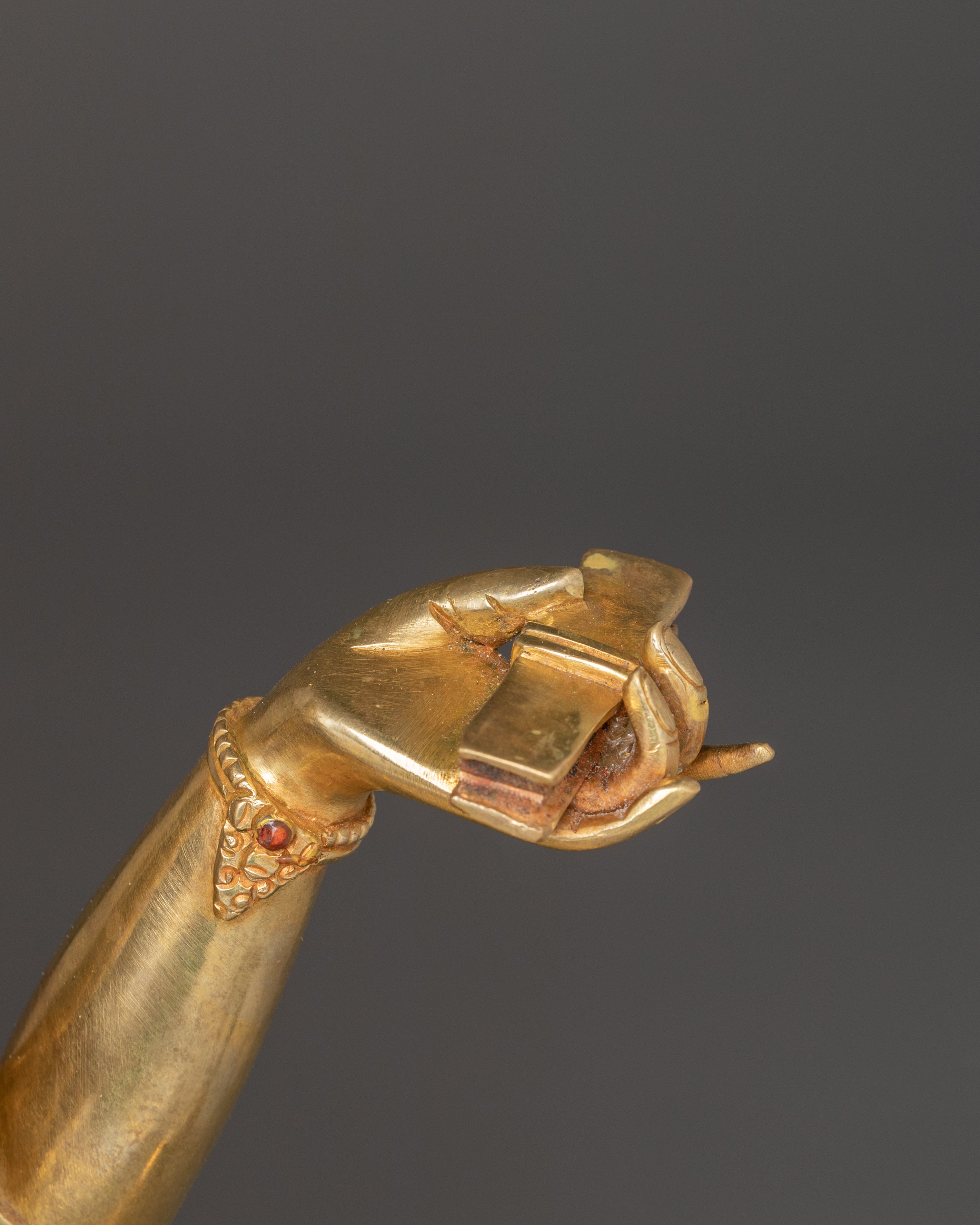 Handcrafted Statue of Wisdom Icon Maha Manjushri | Gold Gilded Copper Sculpture