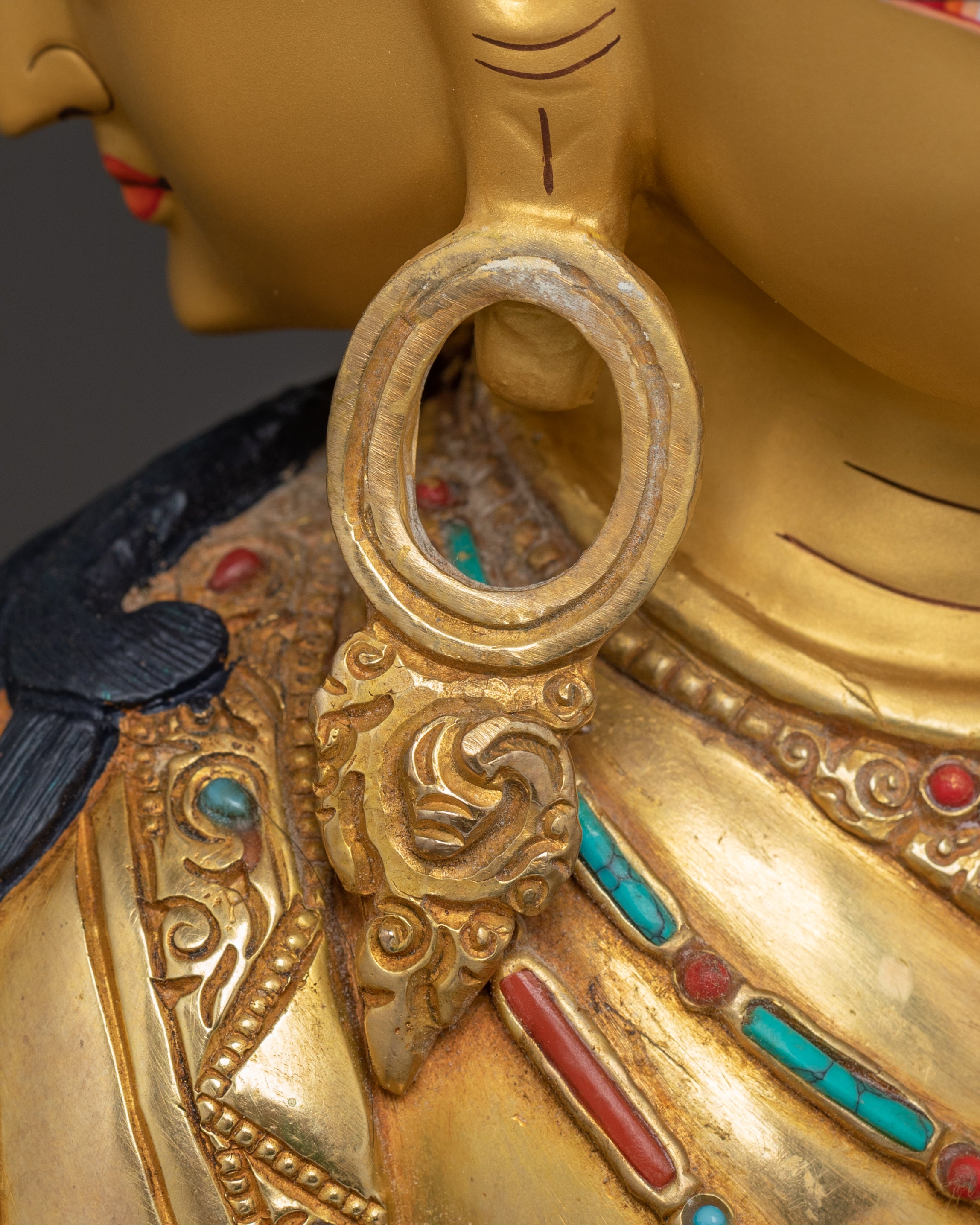 Handcrafted Statue of Wisdom Icon Maha Manjushri | Gold Gilded Copper Sculpture