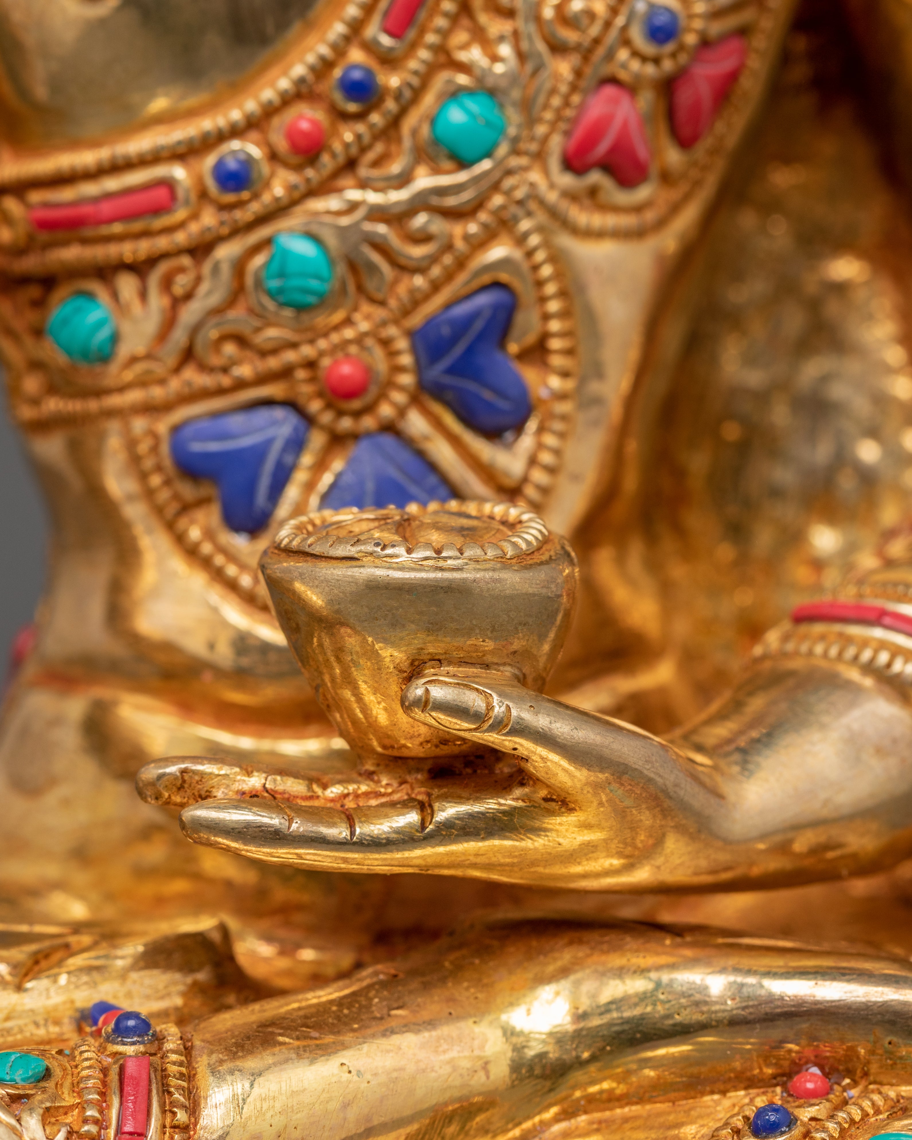 Golden Shakyamuni Buddha, Handmade Himalayan Sculpture