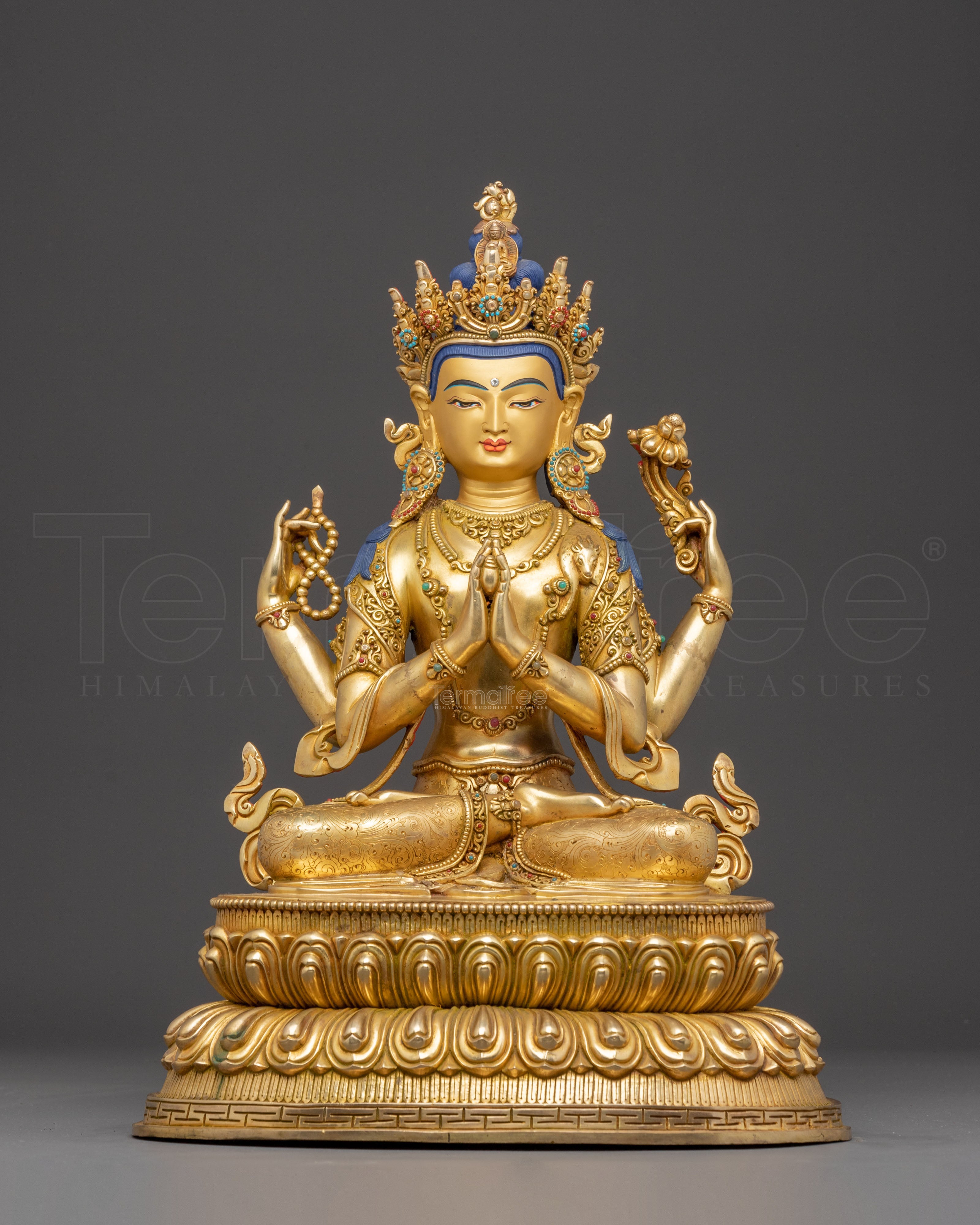 Himalayan Handcrafted Sculpture of Bodhisattva Chenrezig