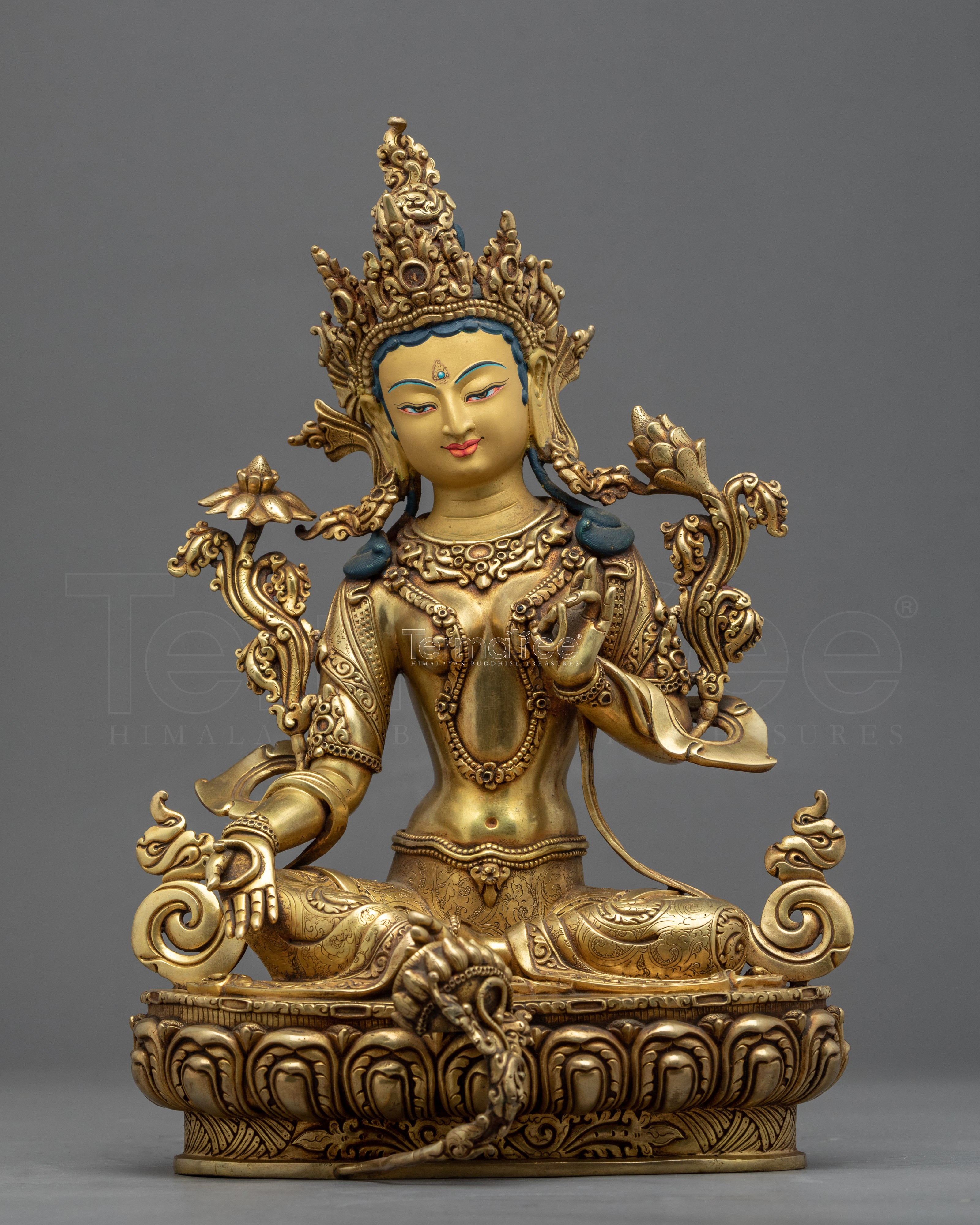 Hand Made Noble Tara Statue | Hand-Carved Buddhist Deity Art - Termatree