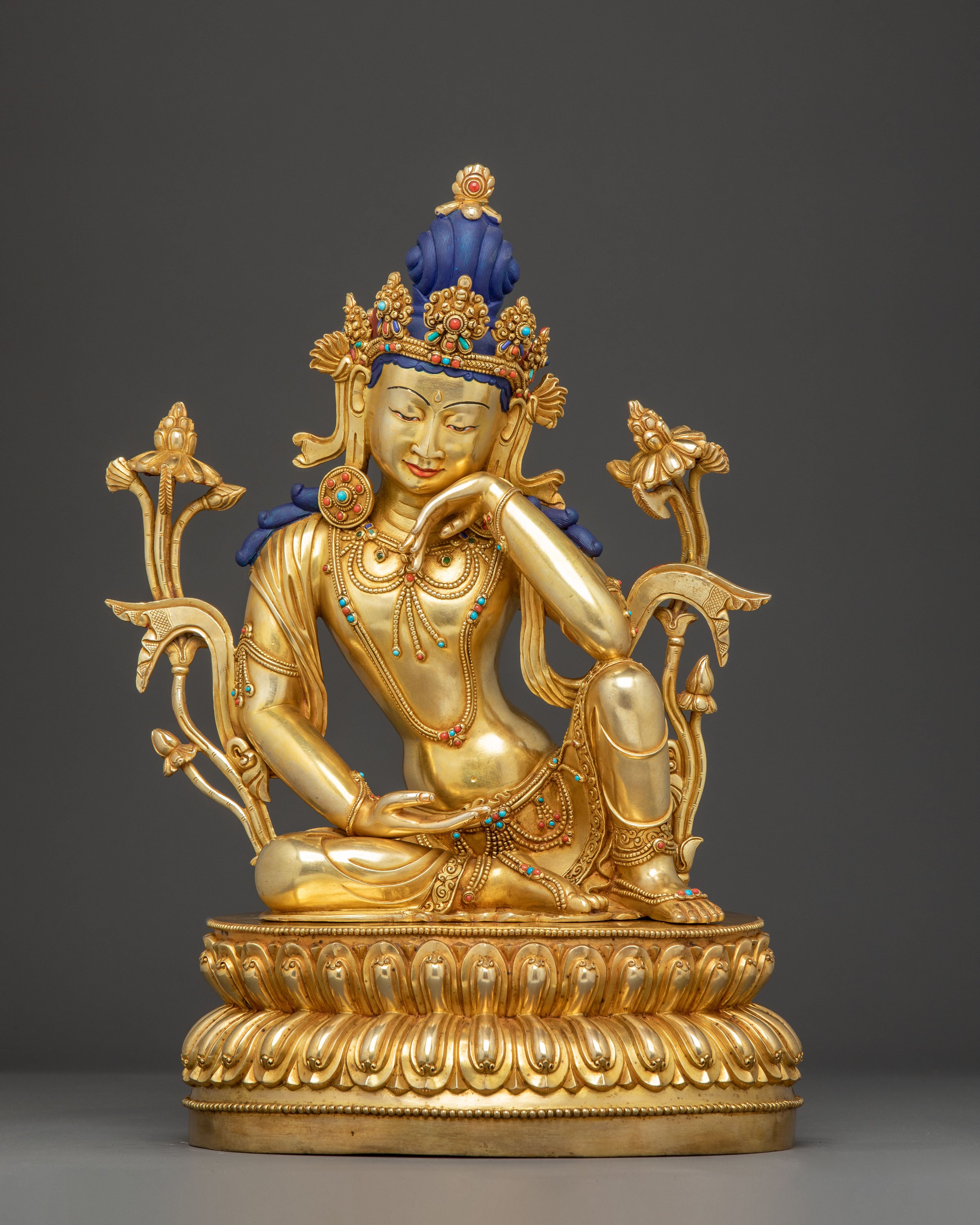 Handcrafted Golden Statue of Cakravarticintamani Avalokitesvara