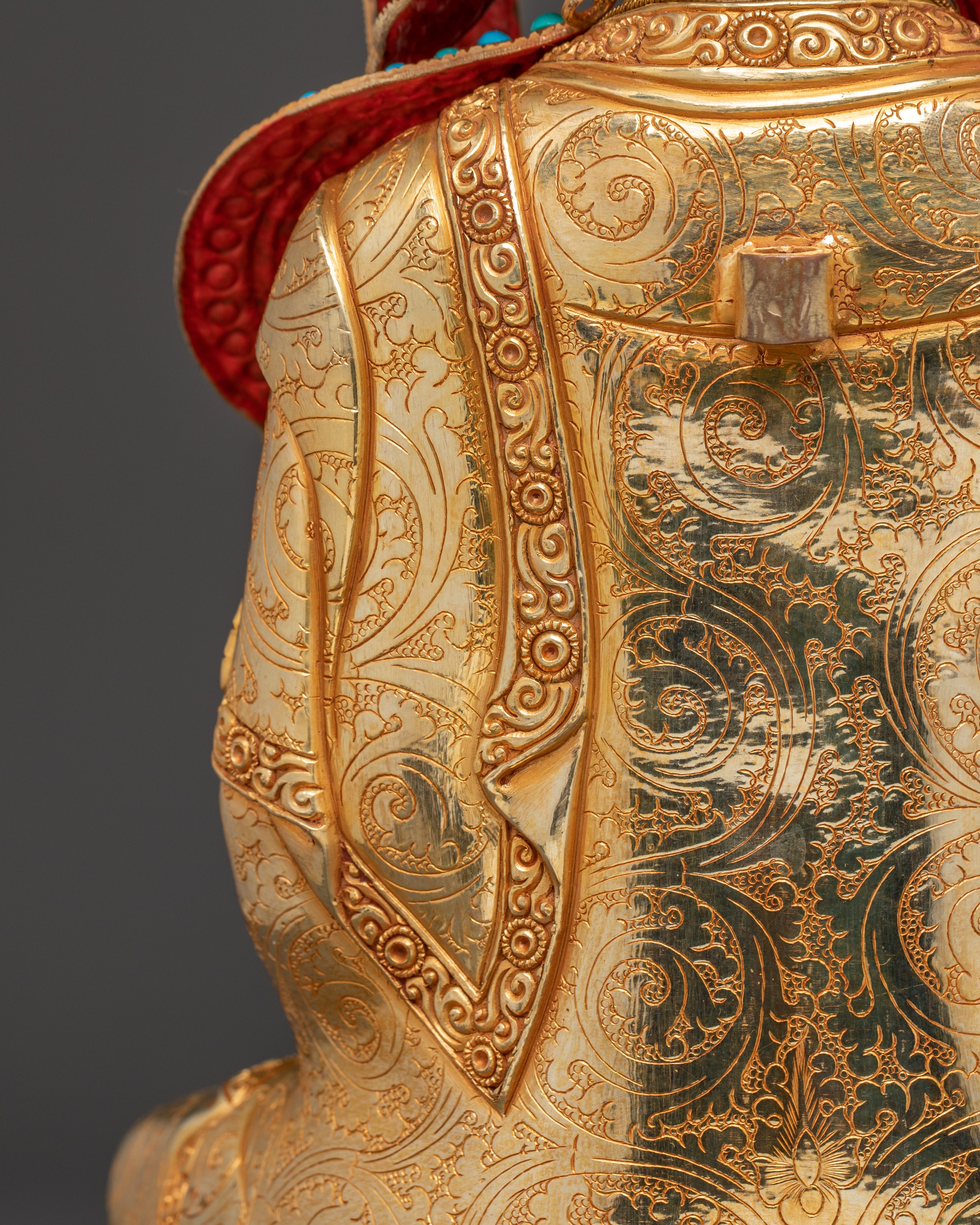 Handcrafted Golden Shakyamuni Buddha Statue with Gemstones