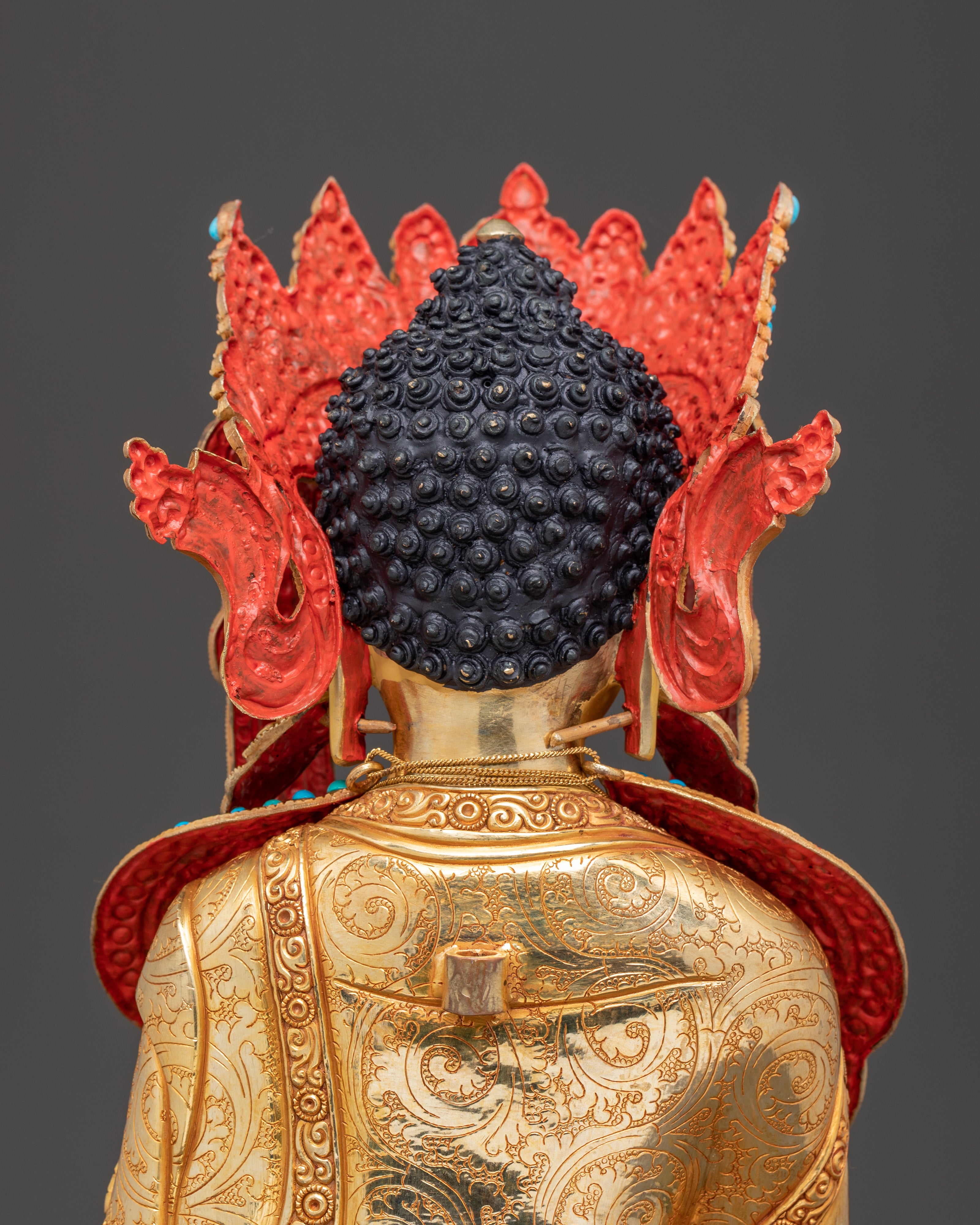 Handcrafted Golden Shakyamuni Buddha Statue with Gemstones