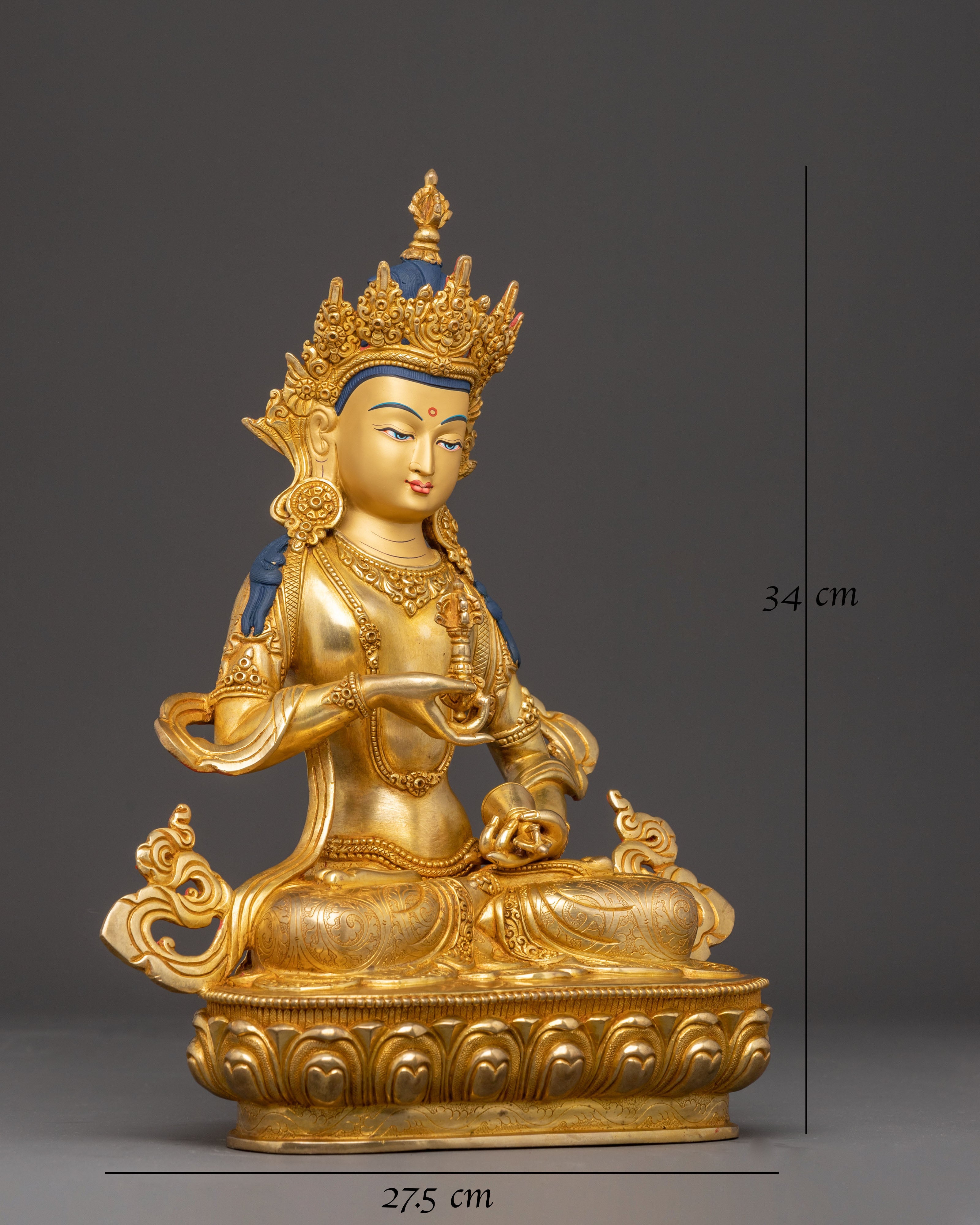 Sacred Golden Vajrasattva Handmade Statue | Tantric Purification Deity