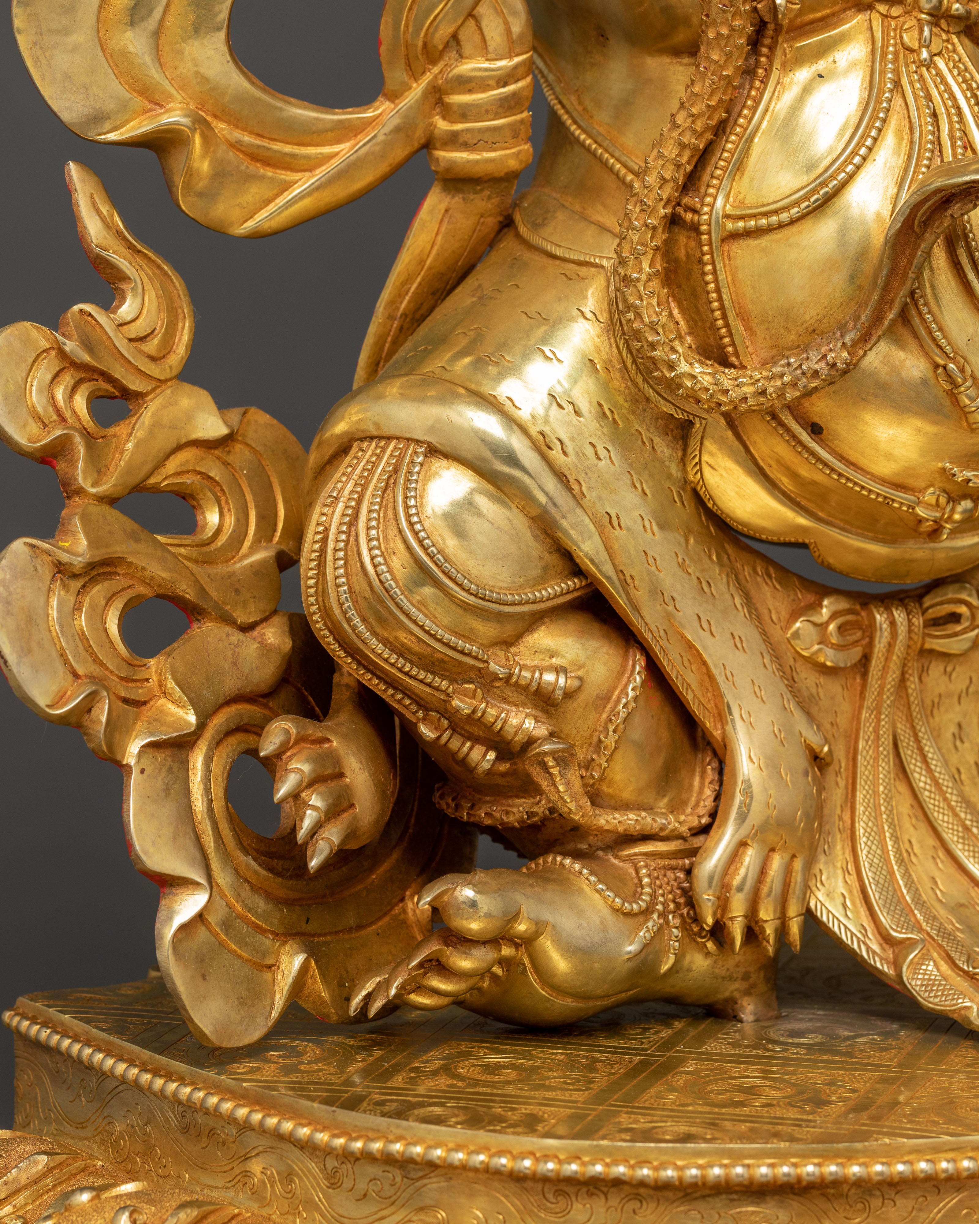 Vajrapani Gold Gilded Sculpture: Protector of the Buddha