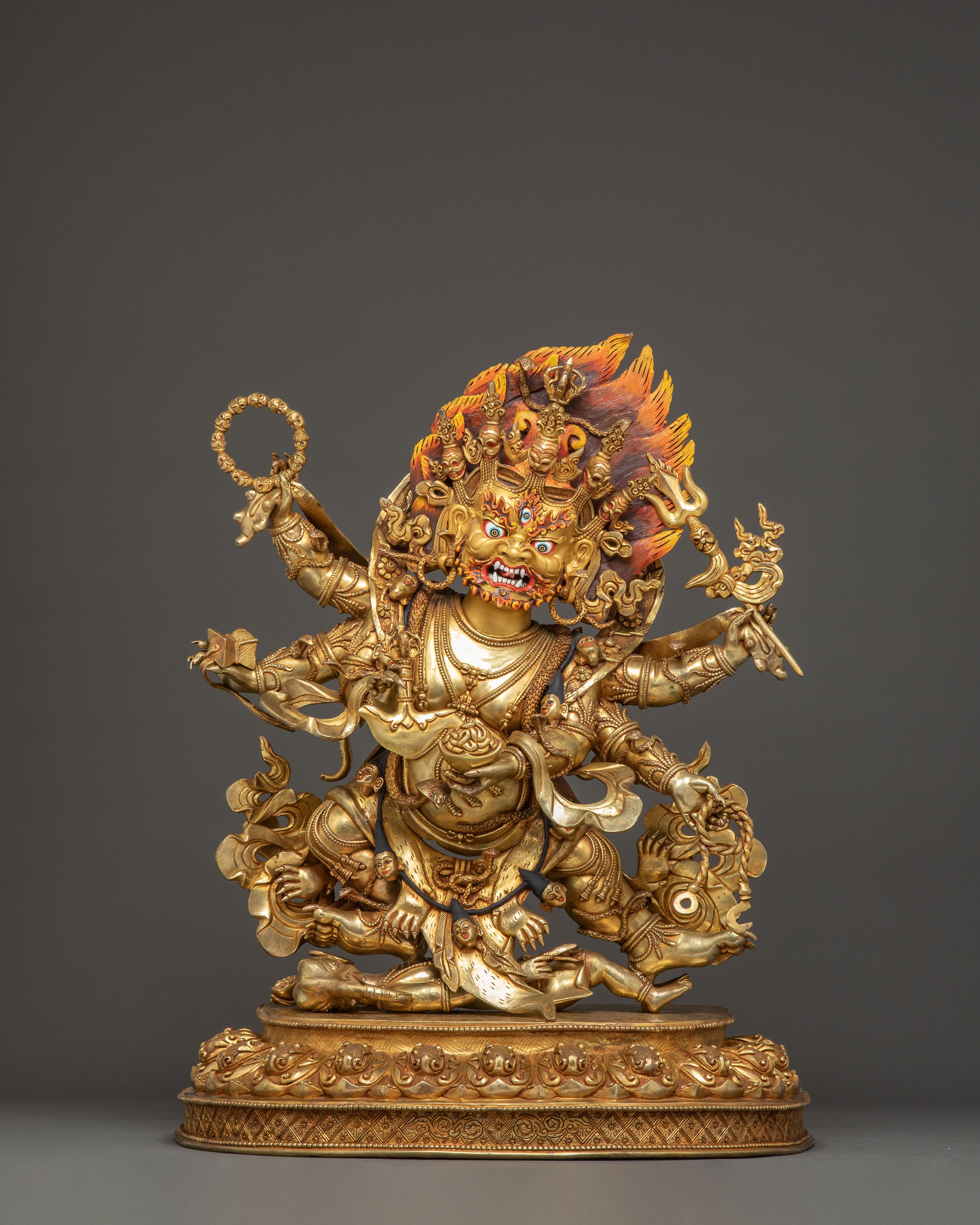 Statue of Wrathful Six-Armed Mahakala | Protector Deity of Dharma