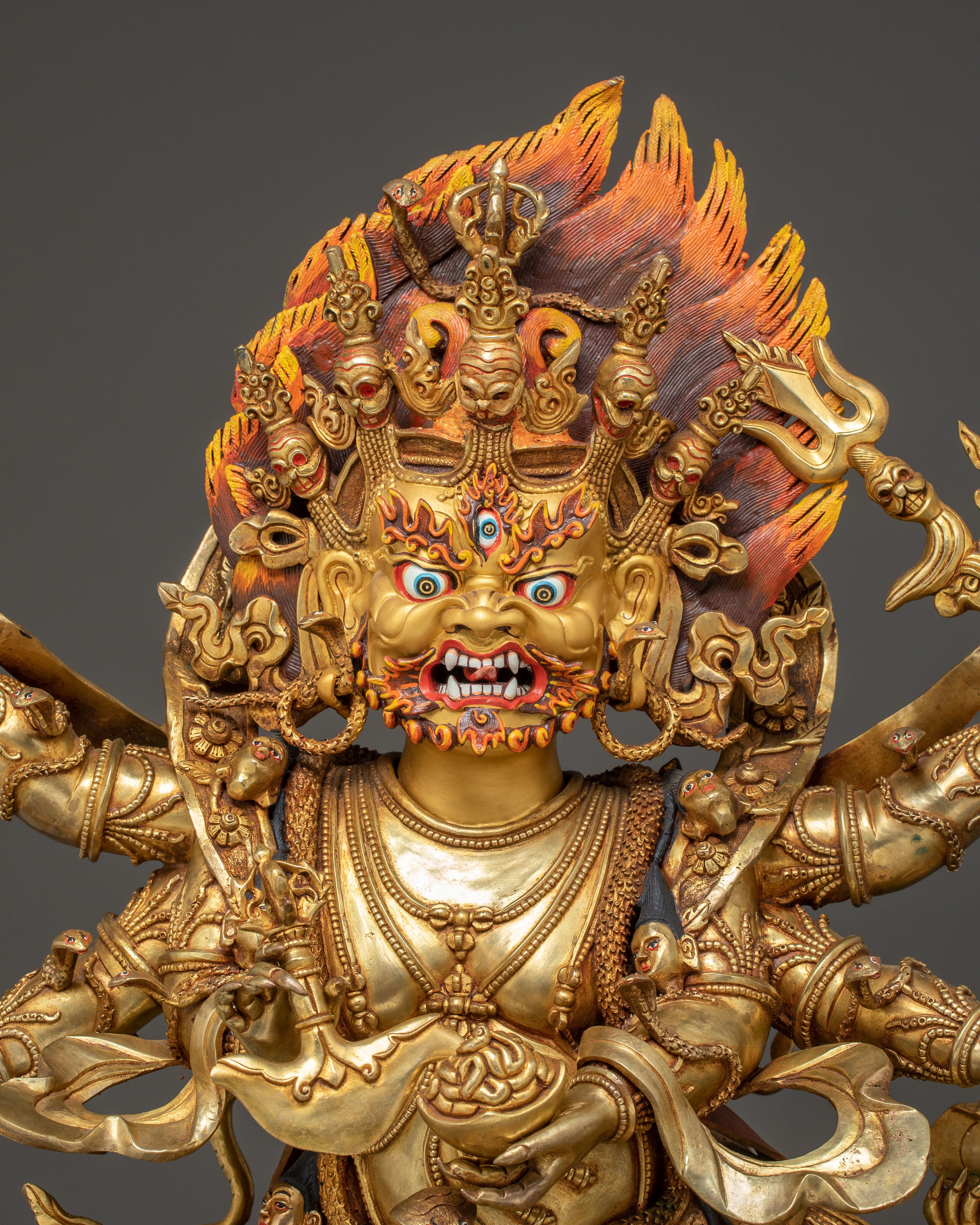 Statue of Wrathful Six-Armed Mahakala | Protector Deity of Dharma