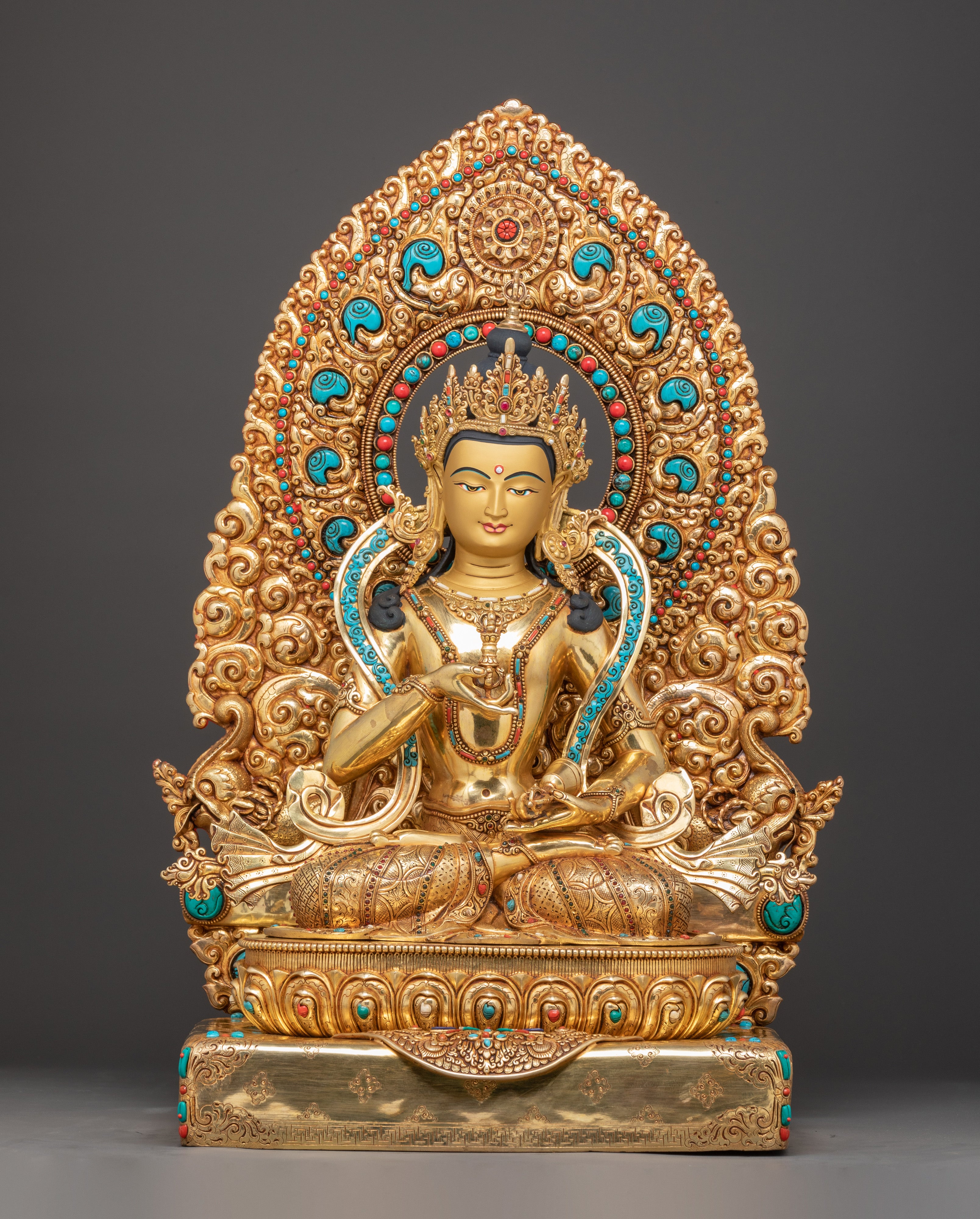 Golden Handmade Bodhisattva Set Statue | Sacred Buddhist Altar Display
